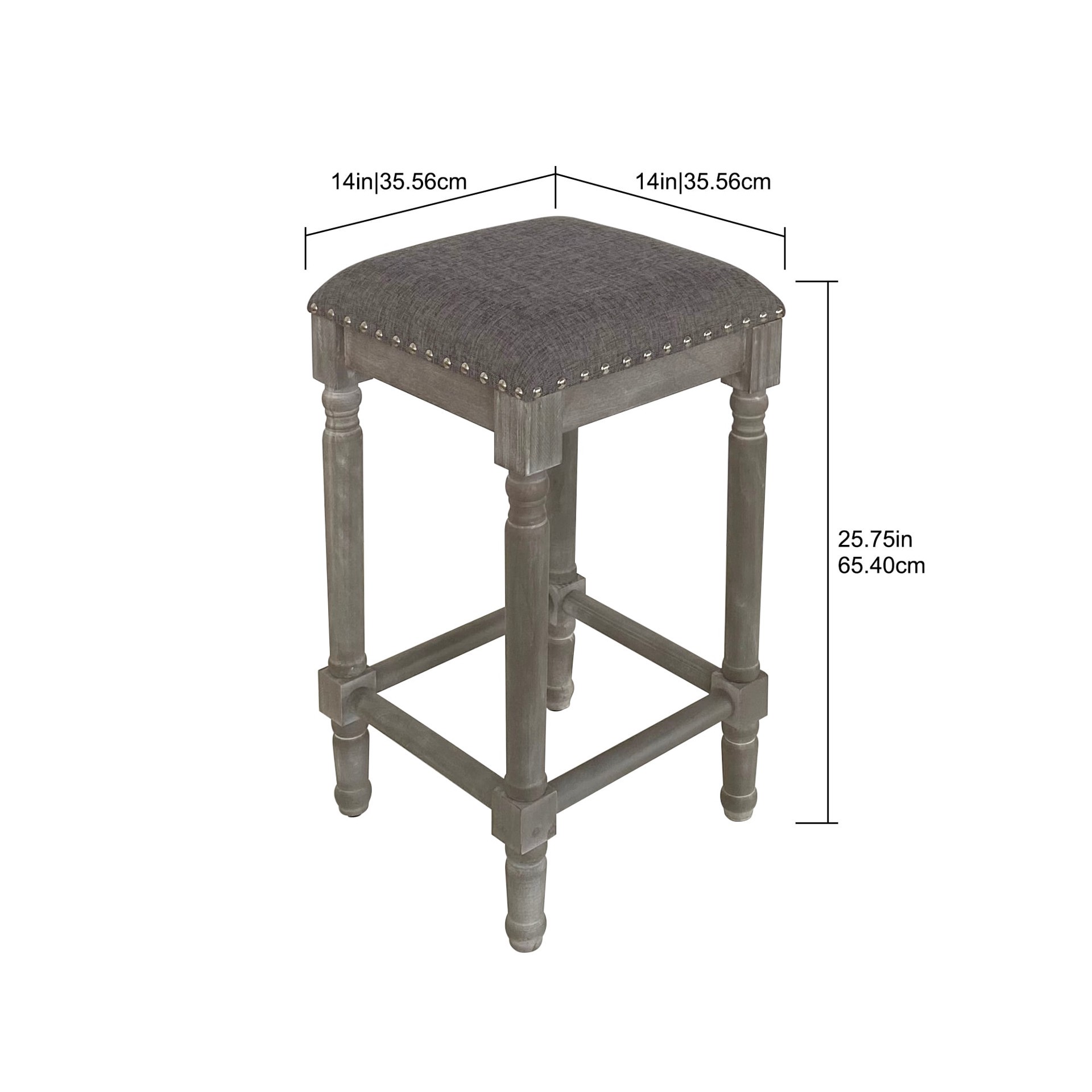 slide 2 of 6, allen + roth Gray 25.75-in H Counter height Upholstered Composite Bar Stool, 1 ct