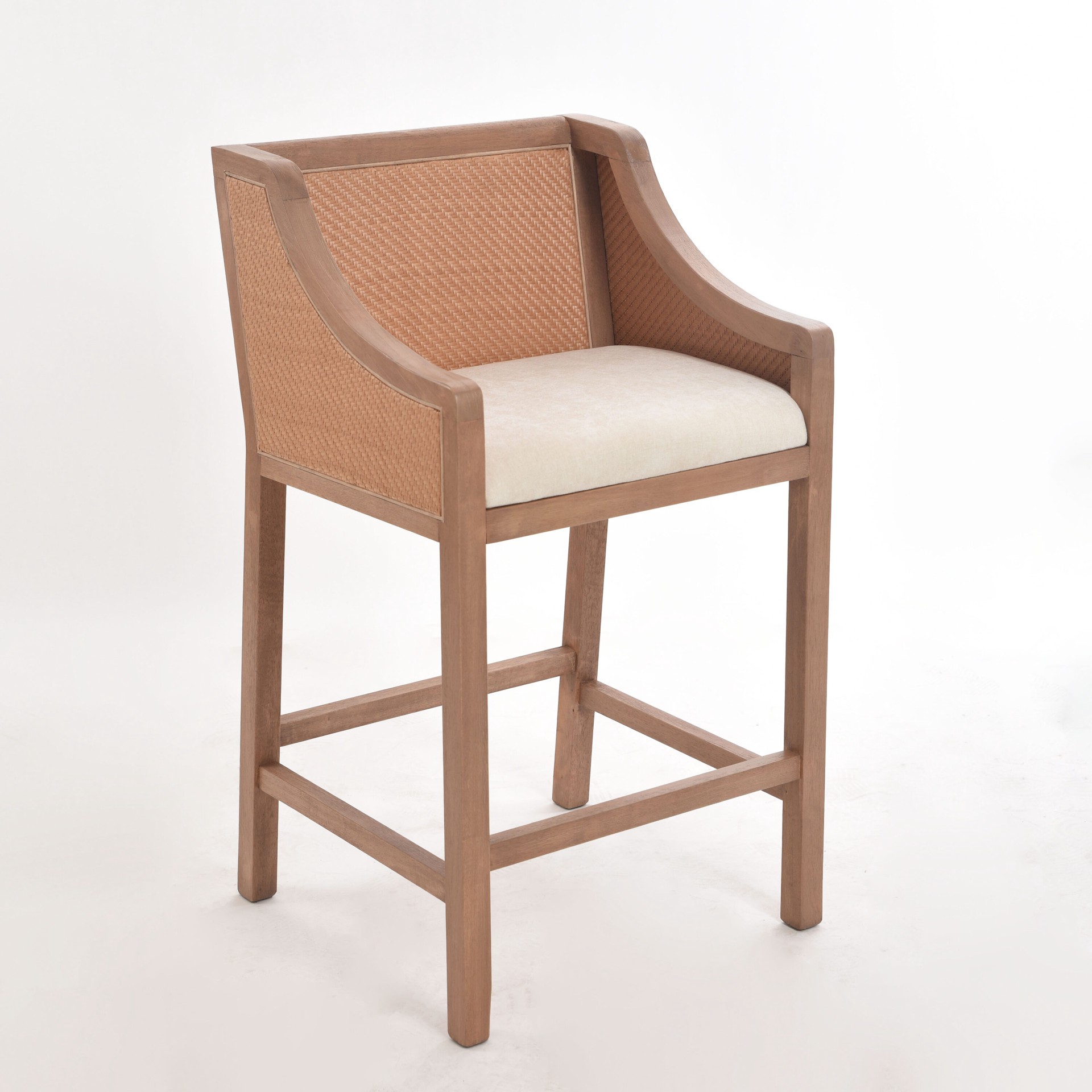 slide 3 of 6, allen + roth Tan 26.0-in H Counter height Upholstered Composite Bar Stool, 1 ct