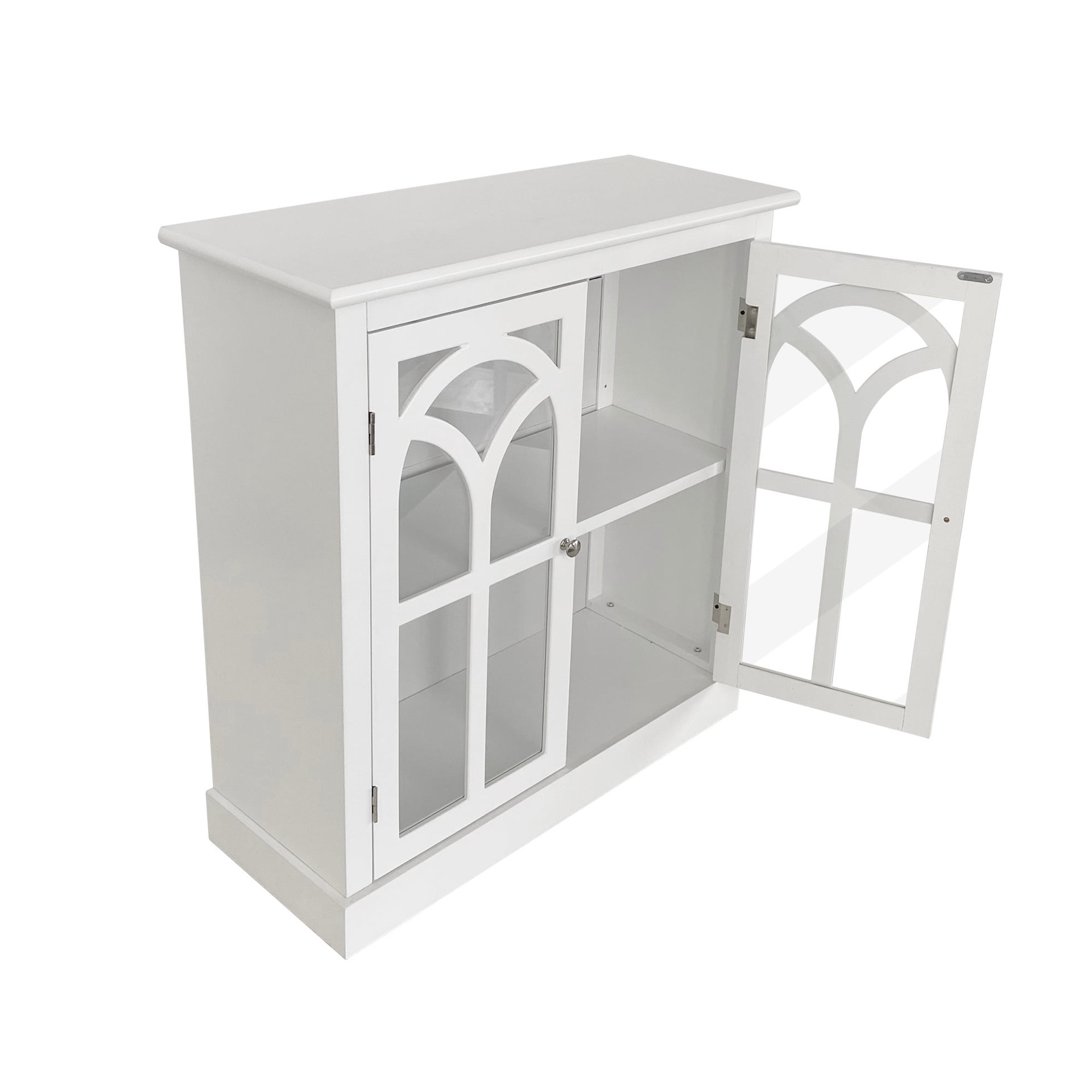 slide 4 of 6, allen + roth 32-in W 2 -Door White Accent Cabinet, 1 ct