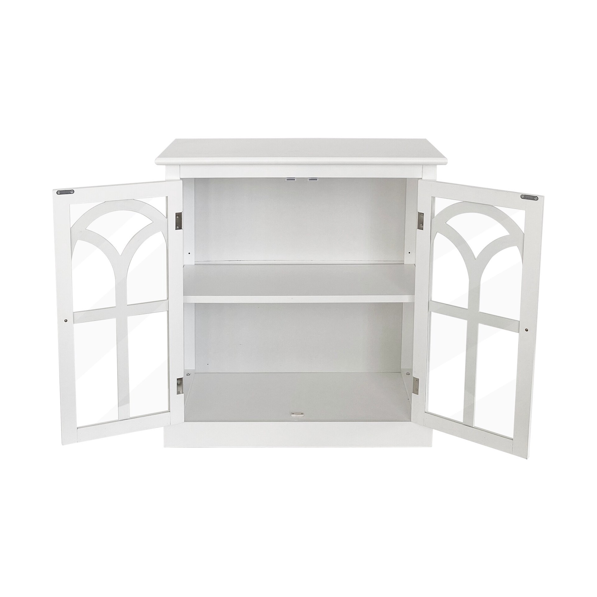 slide 3 of 6, allen + roth 32-in W 2 -Door White Accent Cabinet, 1 ct