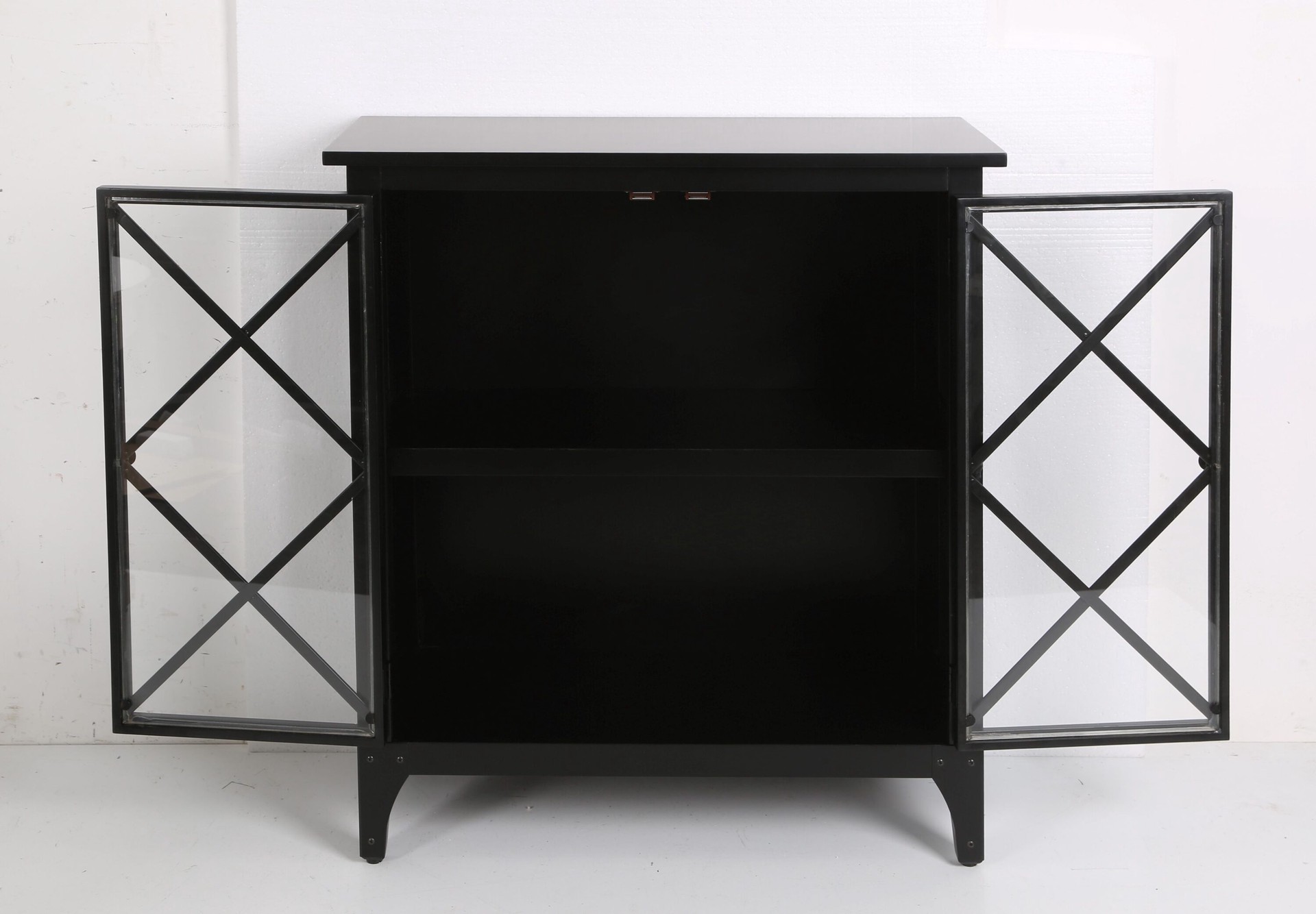 slide 2 of 6, allen + roth 32-in W 2 -Door Black Accent Cabinet, 1 ct