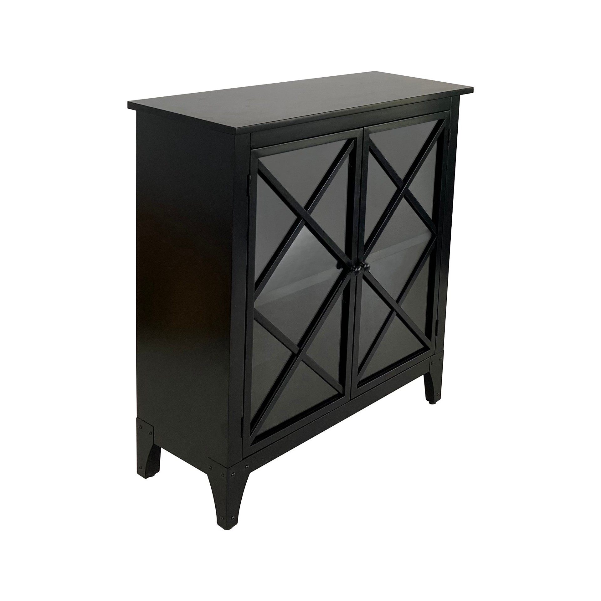 slide 5 of 6, allen + roth 32-in W 2 -Door Black Accent Cabinet, 1 ct