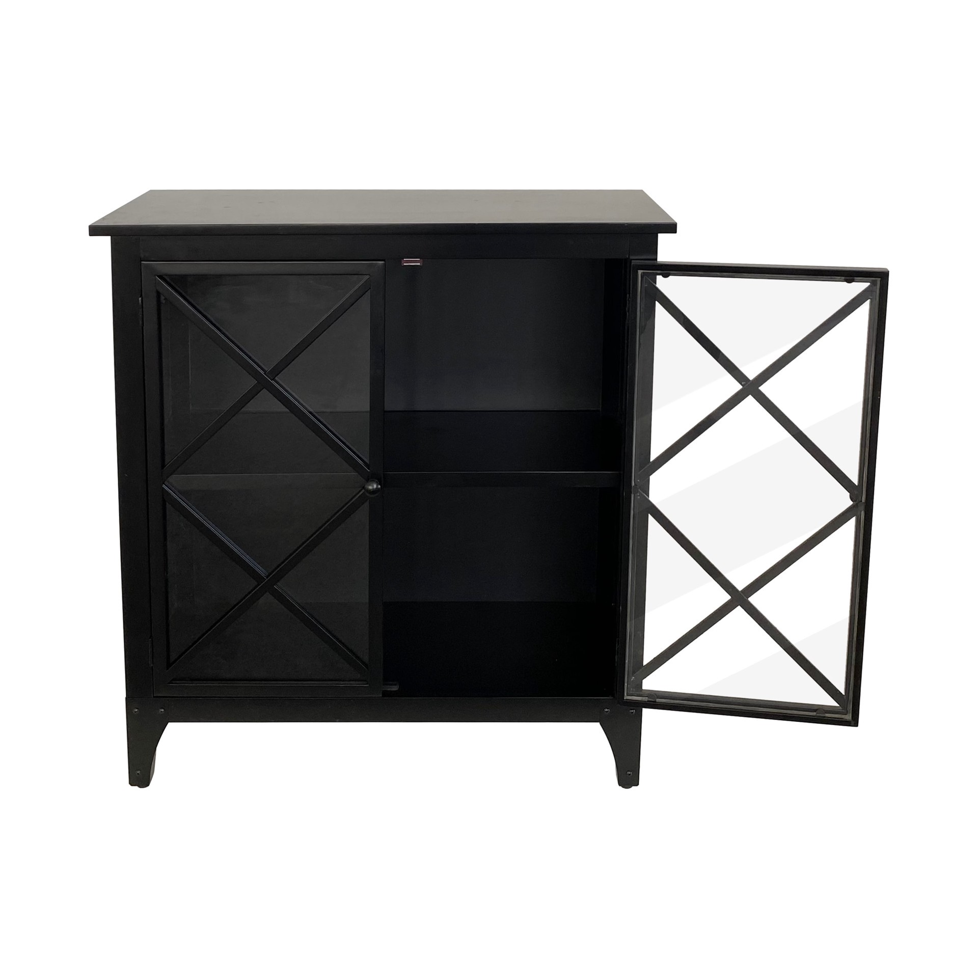 slide 6 of 6, allen + roth 32-in W 2 -Door Black Accent Cabinet, 1 ct