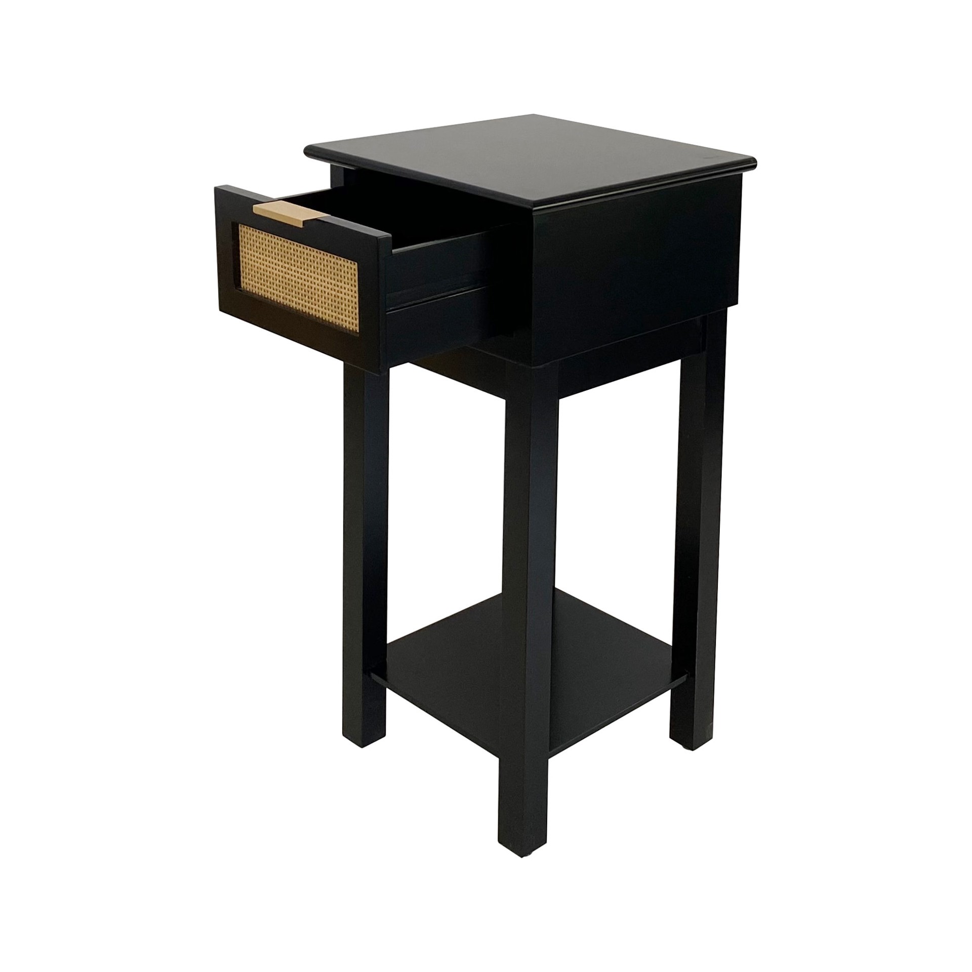 slide 4 of 6, allen + roth 14-in W x 28-in H Black Wood veneer Square Casual End Table, 1 ct