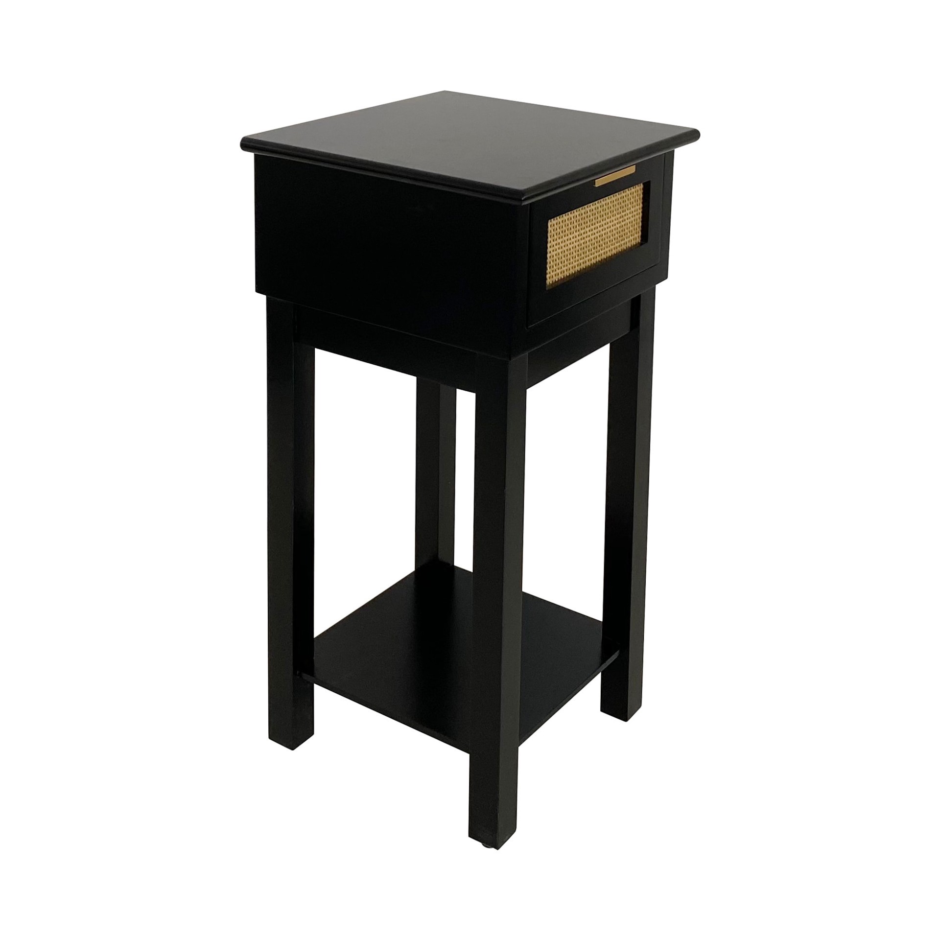 slide 6 of 6, allen + roth 14-in W x 28-in H Black Wood veneer Square Casual End Table, 1 ct