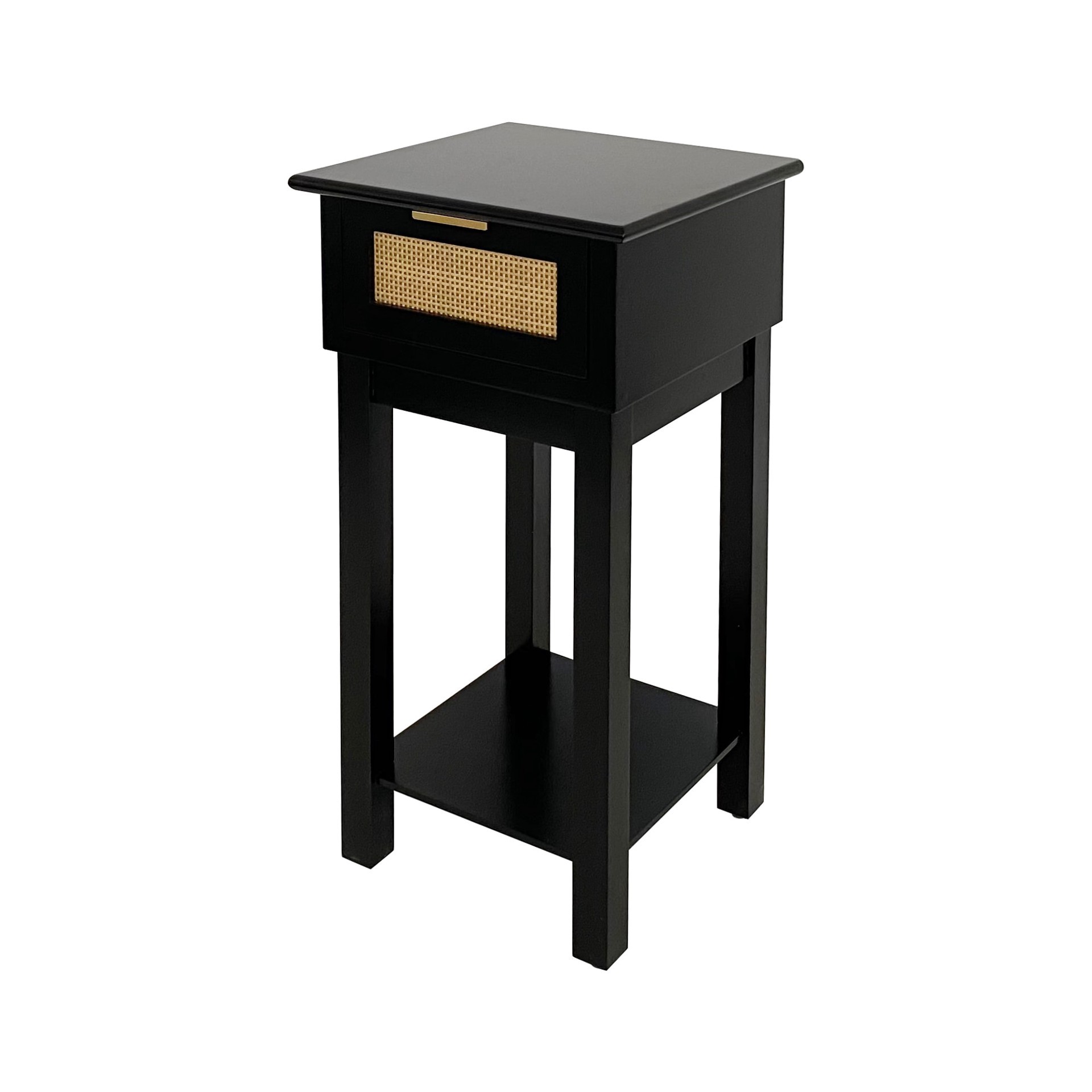 slide 5 of 6, allen + roth 14-in W x 28-in H Black Wood veneer Square Casual End Table, 1 ct