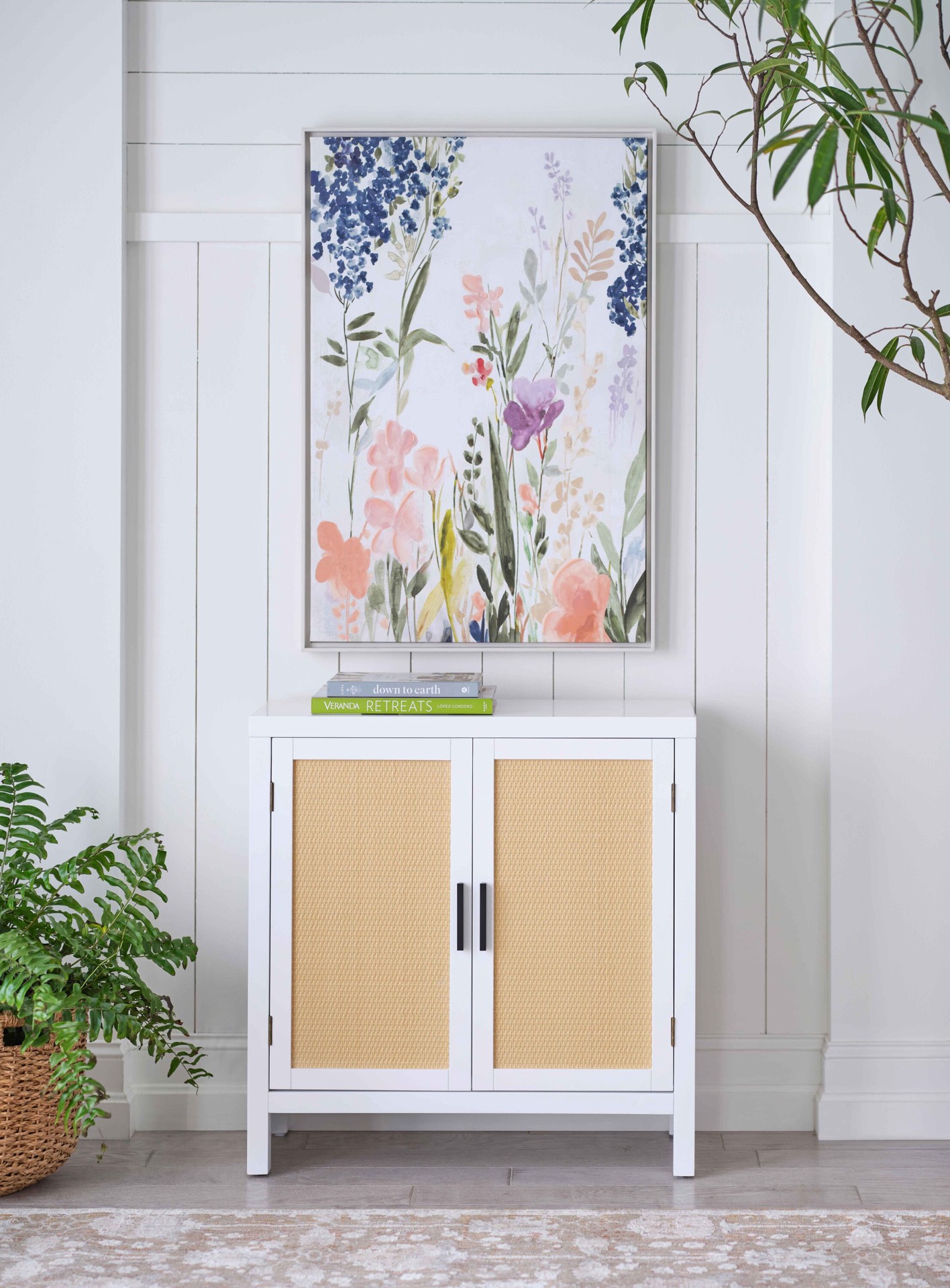 slide 1 of 6, allen + roth 30-in W 2 -Door White Accent Cabinet, 1 ct