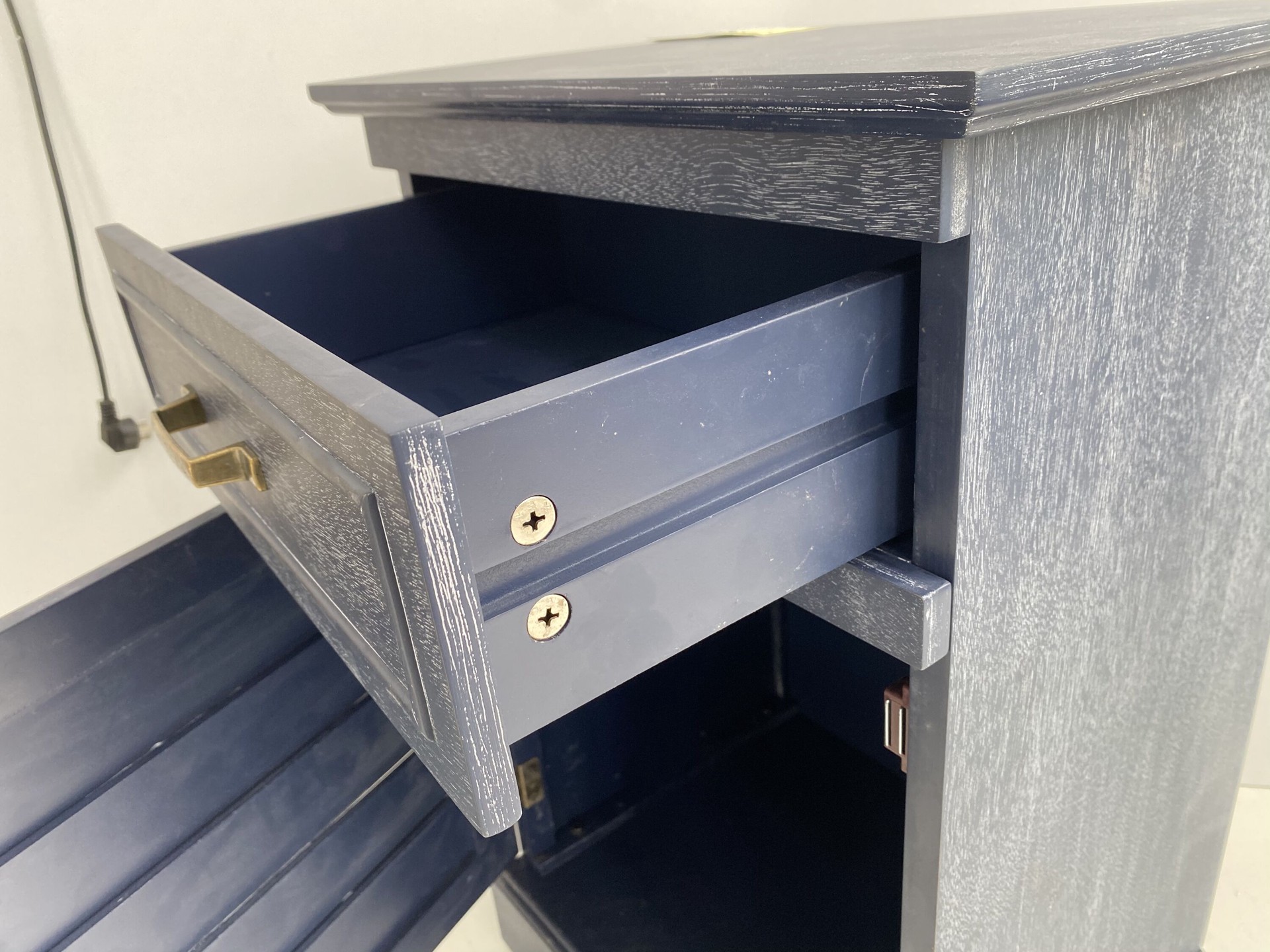 slide 2 of 6, allen + roth 18-in W x 28-in H Blue Wood veneer Square Farmhouse End Table Assembly Required, 1 ct