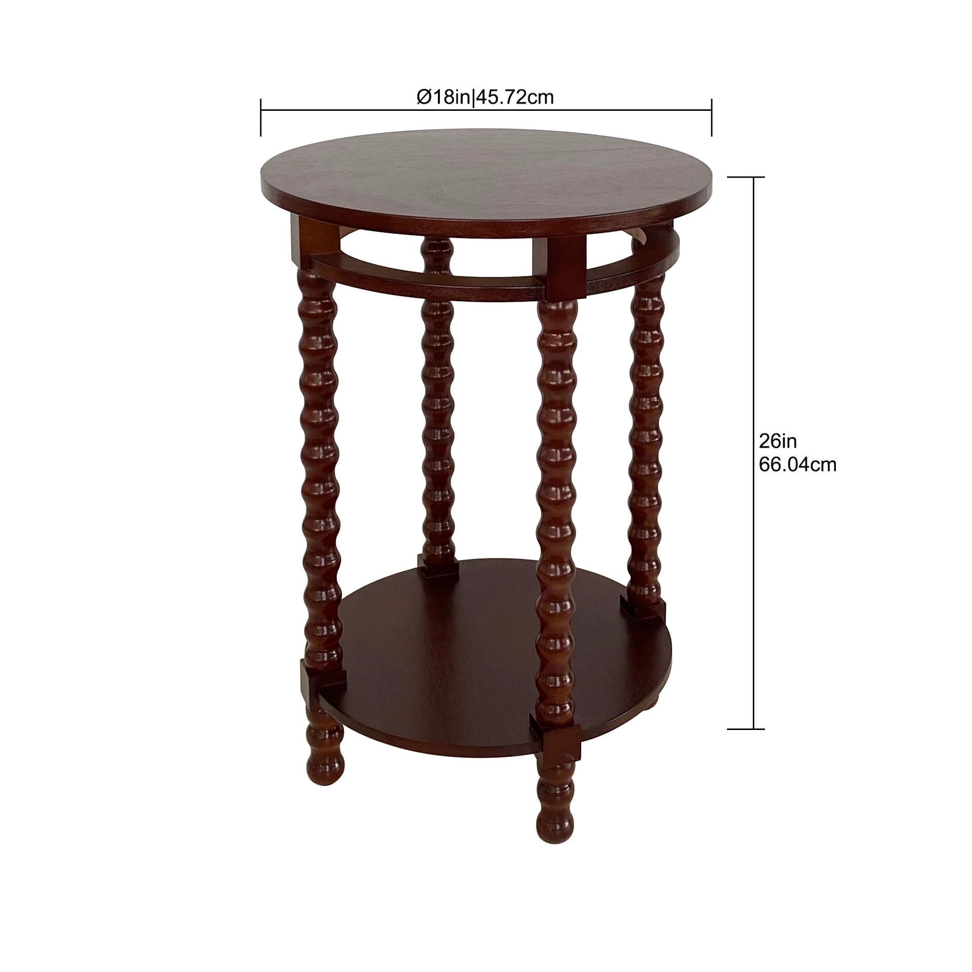 slide 5 of 6, allen + roth 18-in W x 26-in H Brown Wood veneer Round Casual End Table, 1 ct
