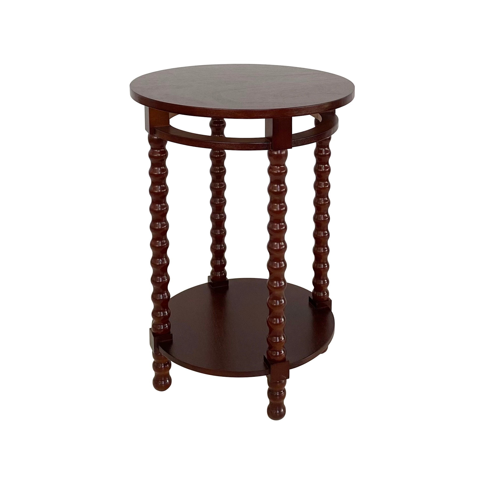 slide 6 of 6, allen + roth 18-in W x 26-in H Brown Wood veneer Round Casual End Table, 1 ct