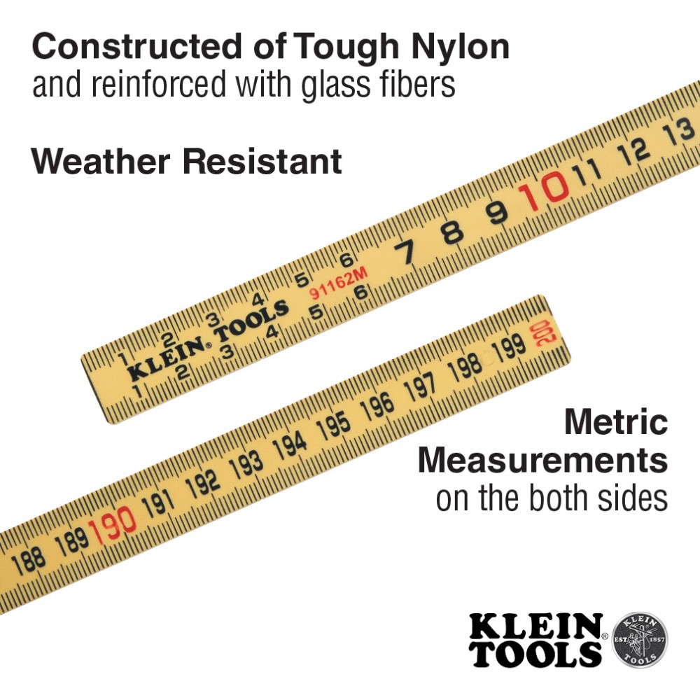 slide 2 of 6, Klein Tools Fiberglass Folding Ruler, Outside Reading, Metric, 1 ct