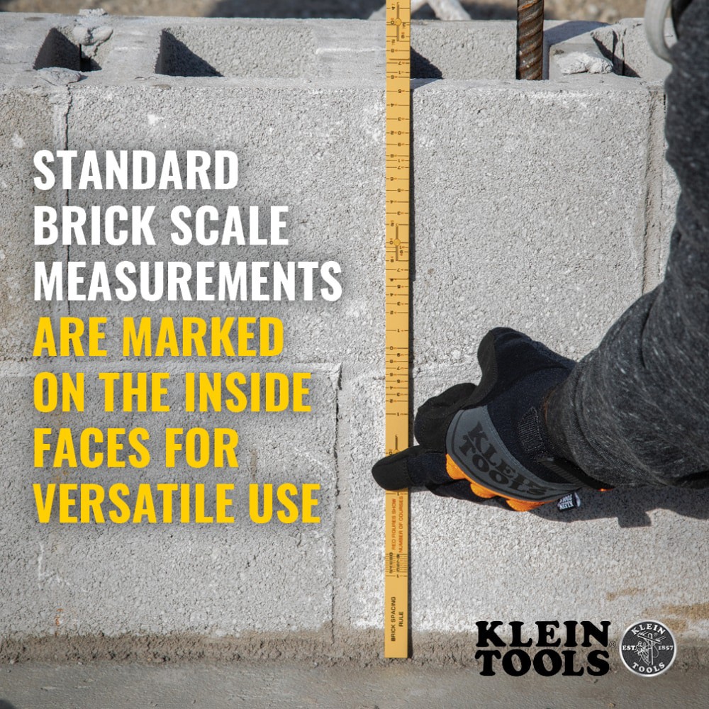 slide 3 of 6, Klein Tools Fiberglass Folding Rule, Outside Reading, Brick Scale, 1 ct