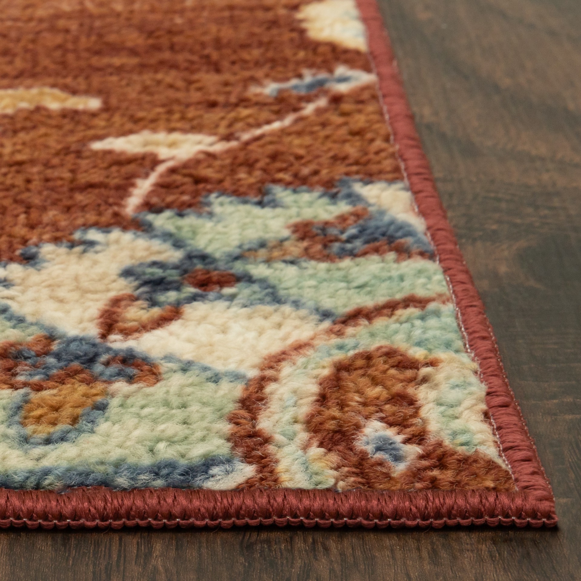 slide 2 of 6, Style Selections Mountain Serenity 2 x 3 (ft) Tufted Polyester Red/Cream Rectangular Indoor Medallion Bohemian/Eclectic Machine washable Throw rug 2, 1 ct