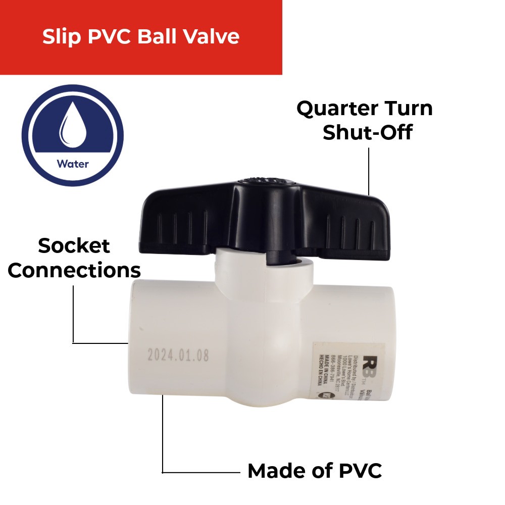 slide 5 of 6, RELIABILT 1-1/4-in PVC Sch 40 Ball Valve, 1 ct