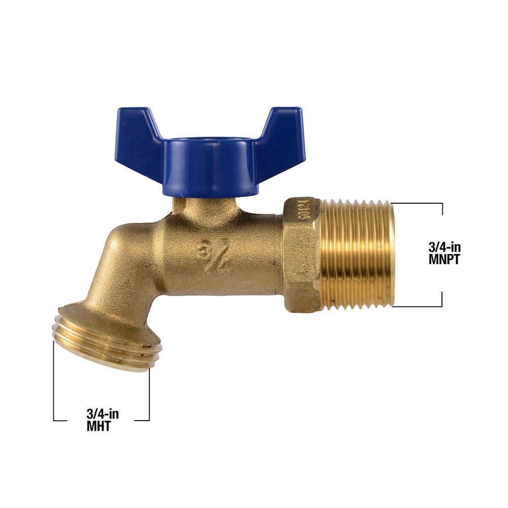 slide 4 of 6, RELIABILT 3/4-in MNPT Brass Quarter turn Hose bibb, 1 ct