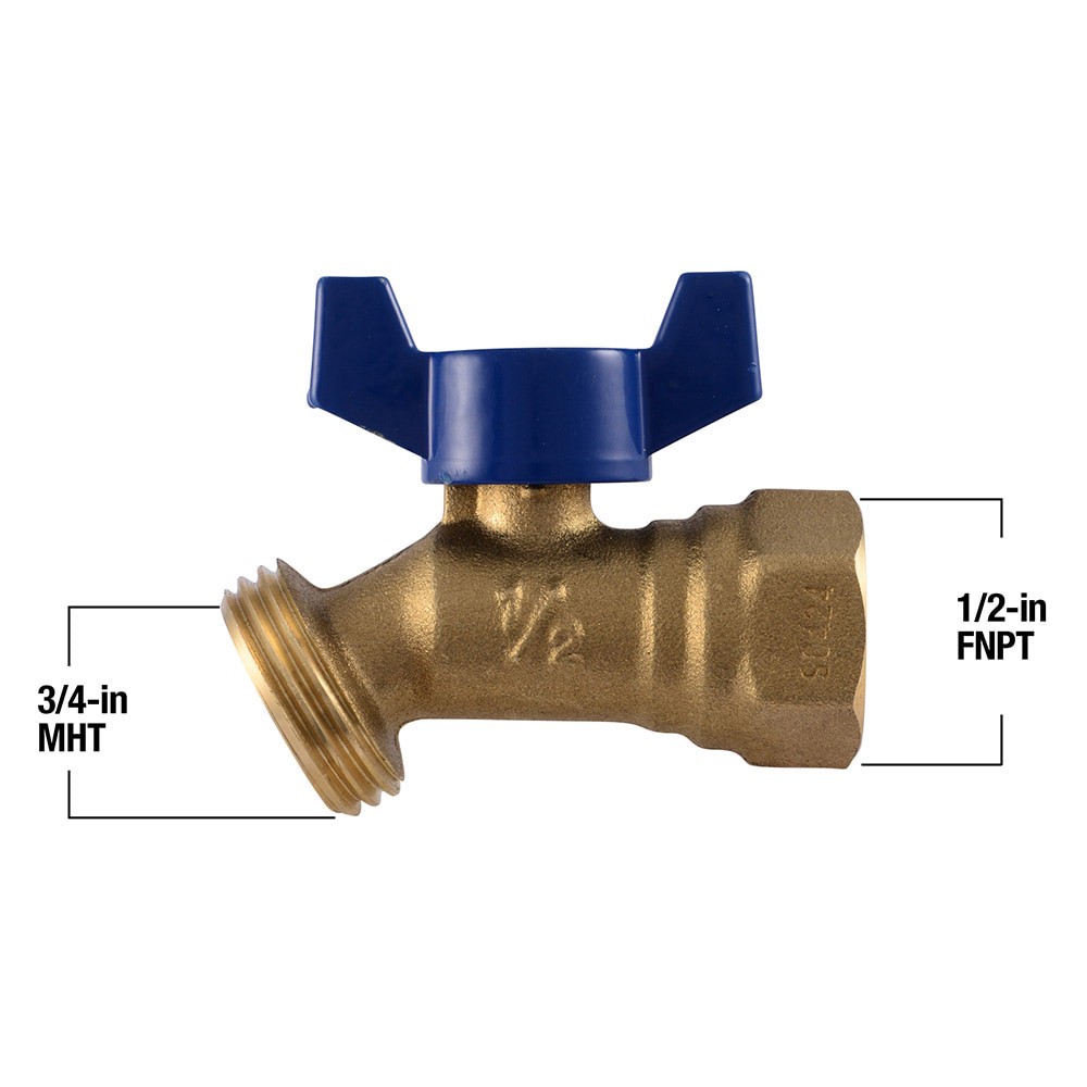 slide 4 of 6, RELIABILT 1/2-in FNPT Brass Quarter turn Hose bibb, 1 ct