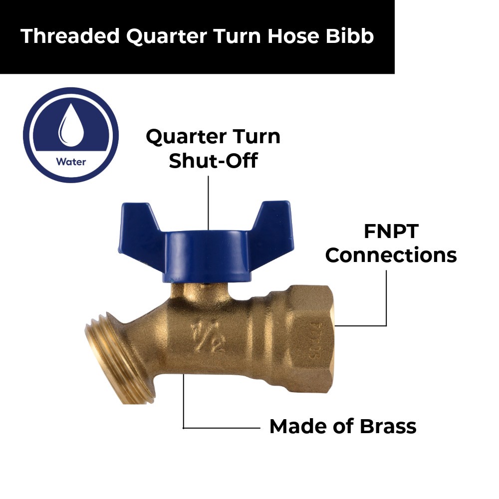 slide 6 of 6, RELIABILT 1/2-in FNPT Brass Quarter turn Hose bibb, 1 ct