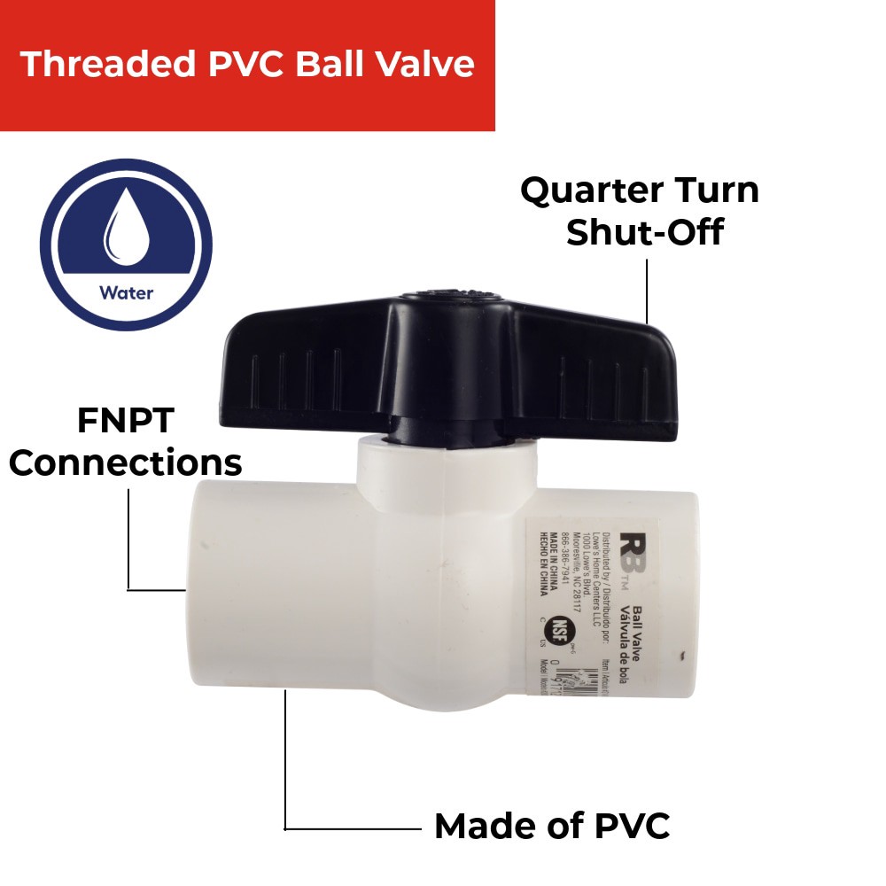slide 5 of 5, RELIABILT 2-in FNPT PVC Sch 40 Ball Valve, 1 ct