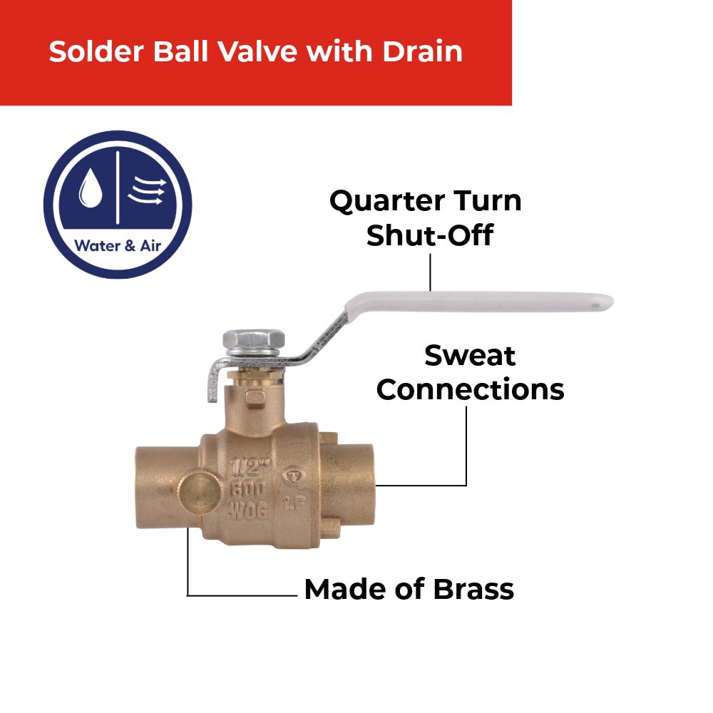 slide 5 of 5, RELIABILT Drain Vent 3/4-in Sweat Brass Ball Valve, 1 ct