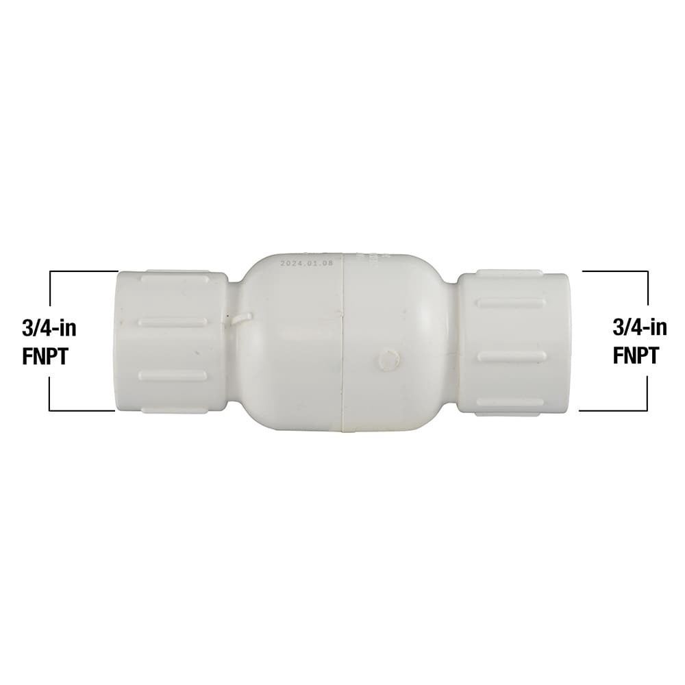 slide 4 of 6, RELIABILT 3/4-in FNPT x FNPT PVC Sch 40 Spring loaded check valve, 1 ct