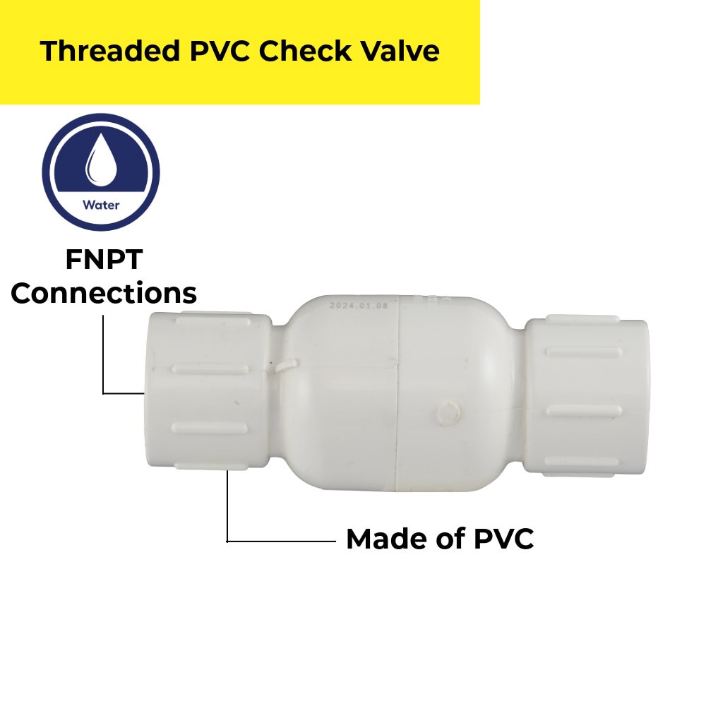 slide 6 of 6, RELIABILT 1-in FNPT x FNPT PVC Sch 40 Spring loaded check valve, 1 ct