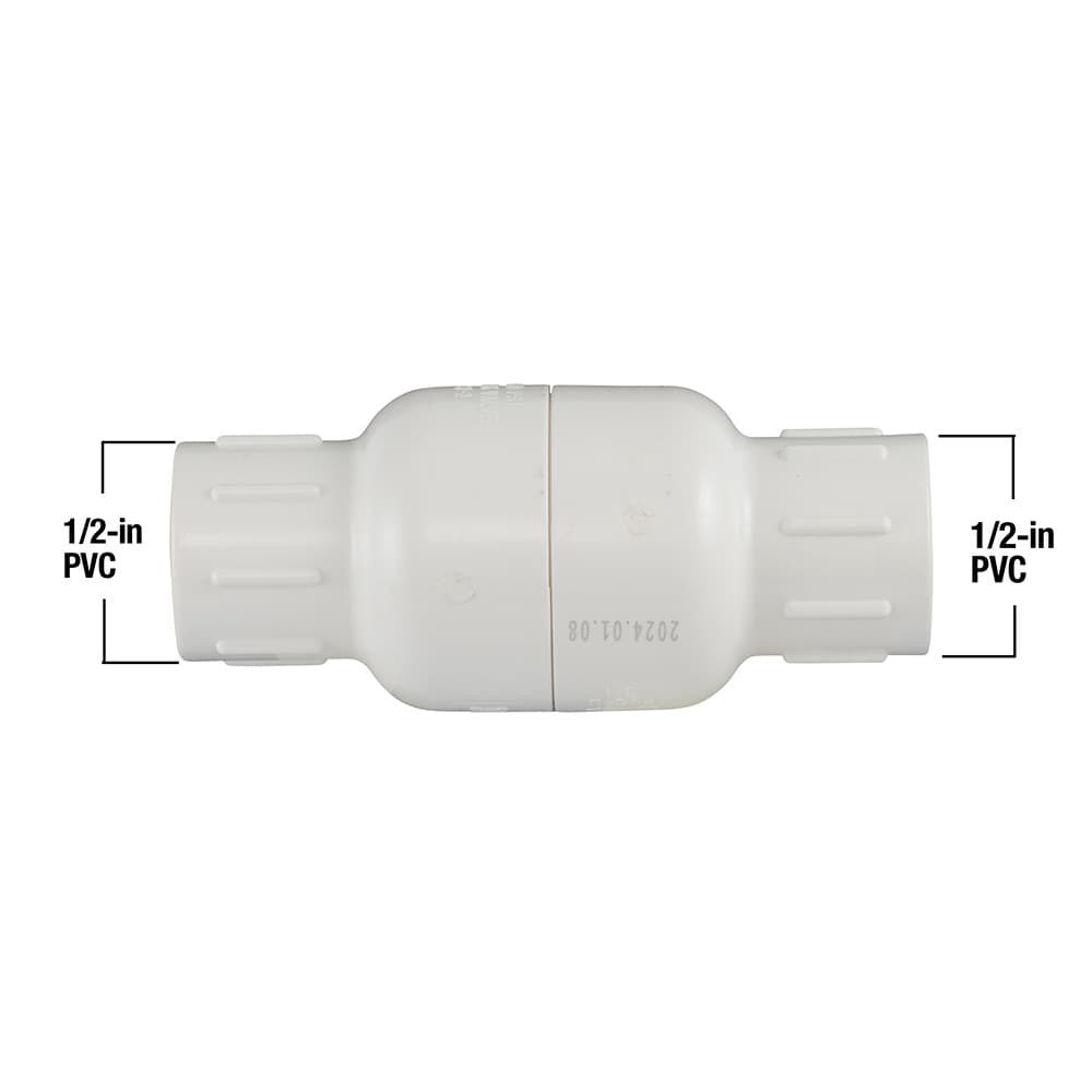 slide 4 of 6, RELIABILT 1/2-in PVC x PVC PVC Sch 40 Spring loaded check valve, 1 ct