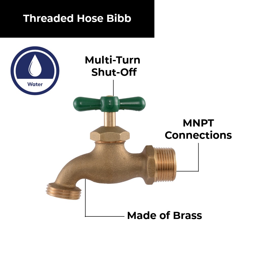 slide 6 of 6, RELIABILT 3/4-in MNPT Brass Multi turn Hose bibb, 1 ct