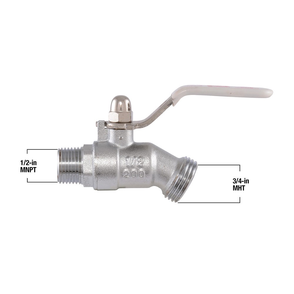 slide 4 of 6, RELIABILT 1/2-in MNPT Brass Quarter turn Hose bibb, 1 ct