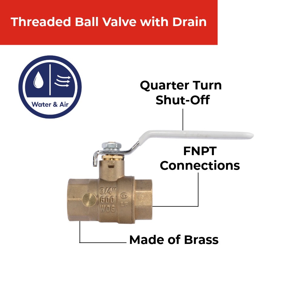 slide 5 of 5, RELIABILT Drain Vent 3/4-in FNPT Brass Ball Valve, 1 ct