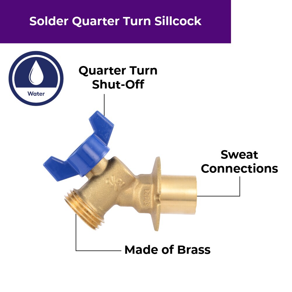 slide 6 of 6, RELIABILT 1/2-in Sweat Brass Quarter turn Hose bibb, 1 ct