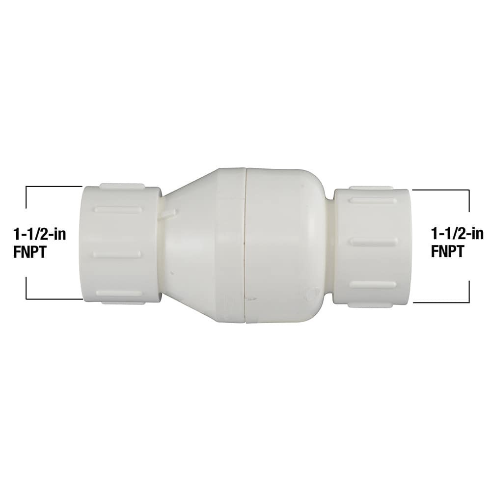 slide 4 of 6, RELIABILT 1-1/2-in FNPT x FNPT PVC Sch 40 Spring loaded check valve, 1 ct