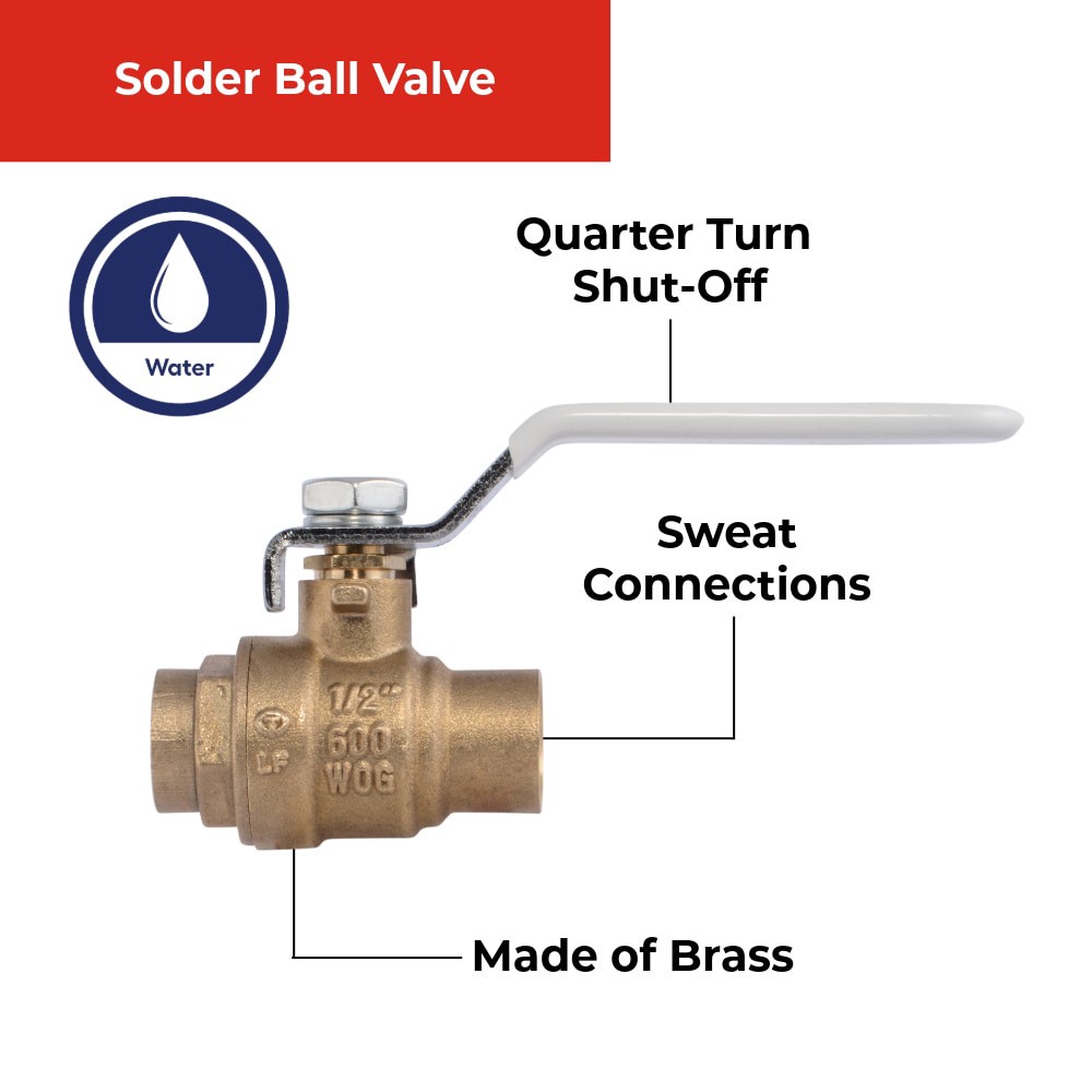 slide 5 of 5, RELIABILT 1/2-in Sweat Brass Ball Valve, 1 ct