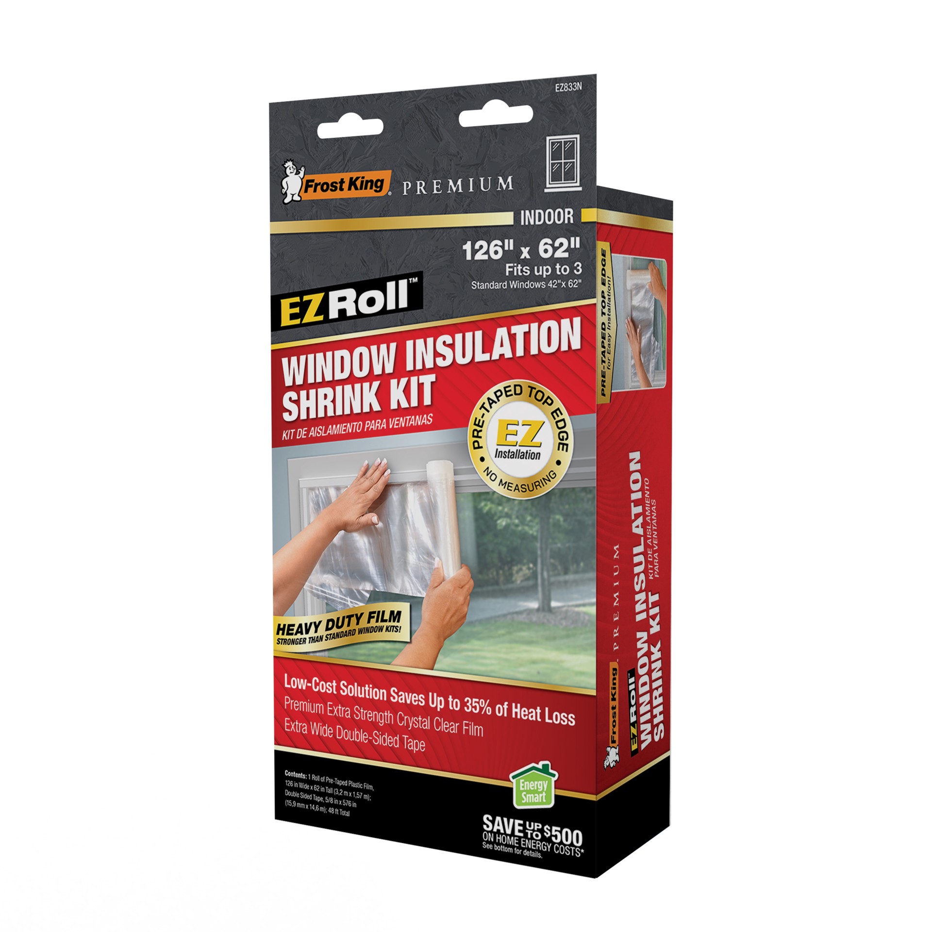 slide 2 of 6, Frost King 5-ft x 10-1/2-ft x 0.9 mils clear Polypropylene Window Weatherstrip, 1 ct