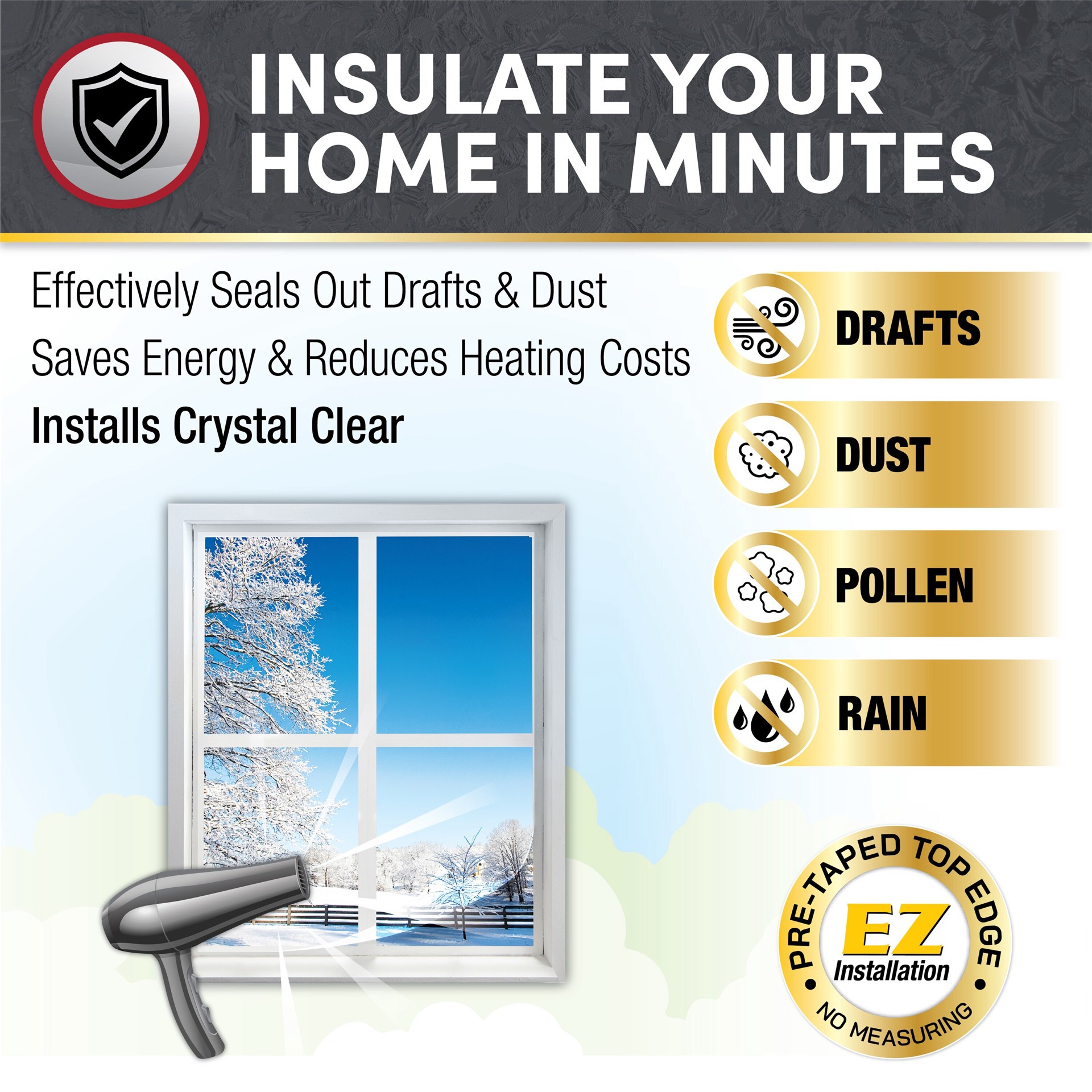 slide 5 of 6, Frost King 5-ft x 10-1/2-ft x 0.9 mils clear Polypropylene Window Weatherstrip, 1 ct