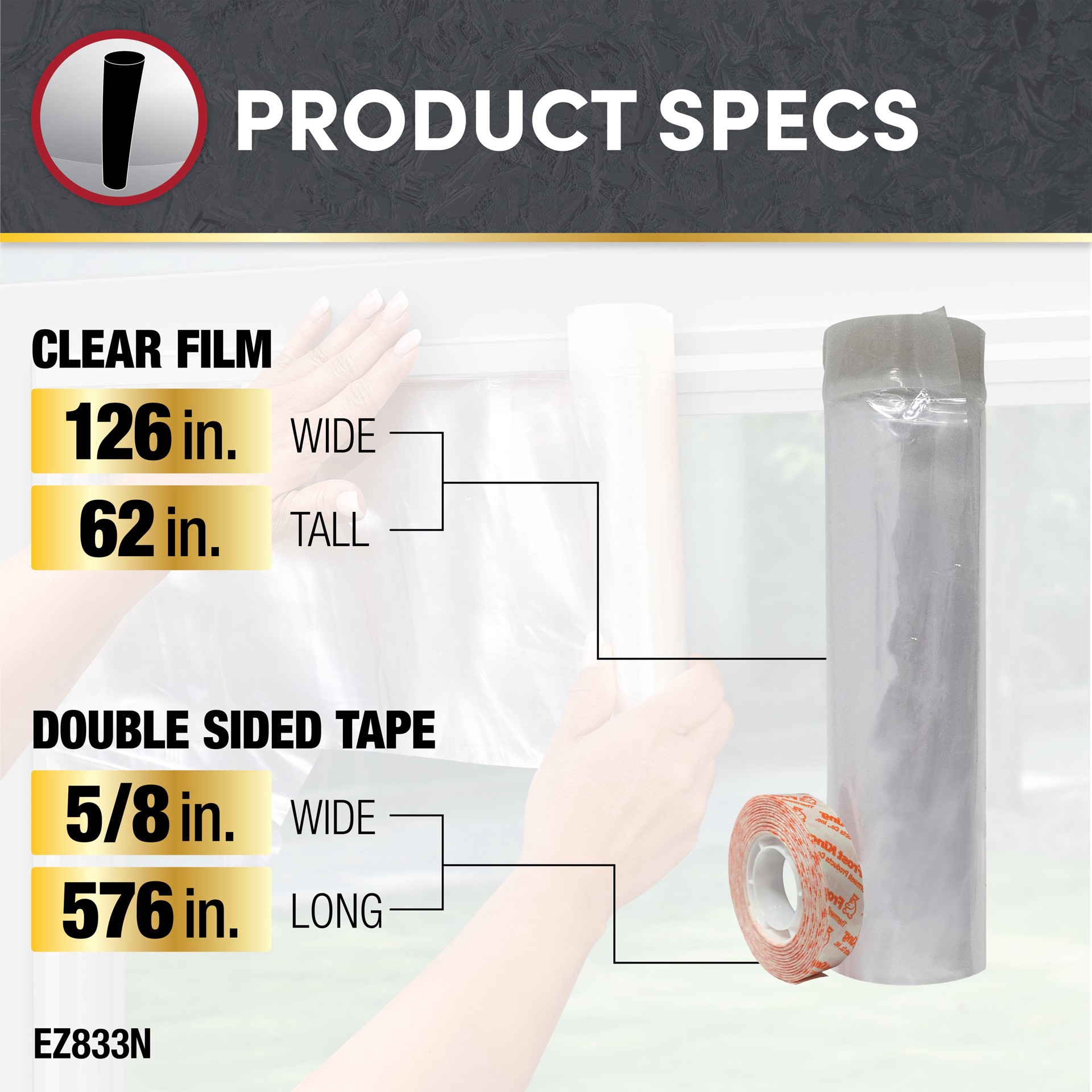 slide 6 of 6, Frost King 5-ft x 10-1/2-ft x 0.9 mils clear Polypropylene Window Weatherstrip, 1 ct