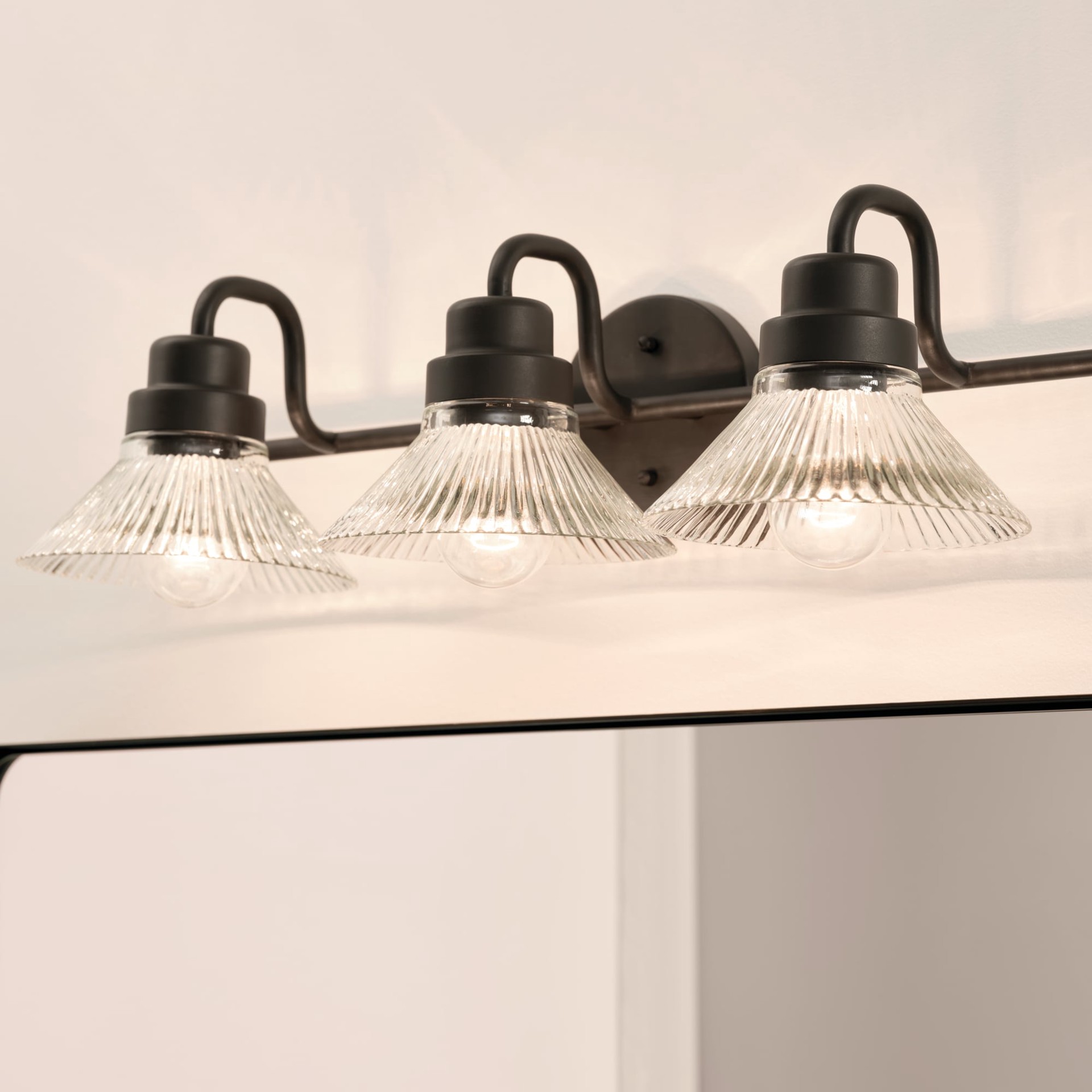 slide 1 of 6, allen + roth Pomona 24-in 3 -Light Antique Bronze Farmhouse Vanity light, 1 ct