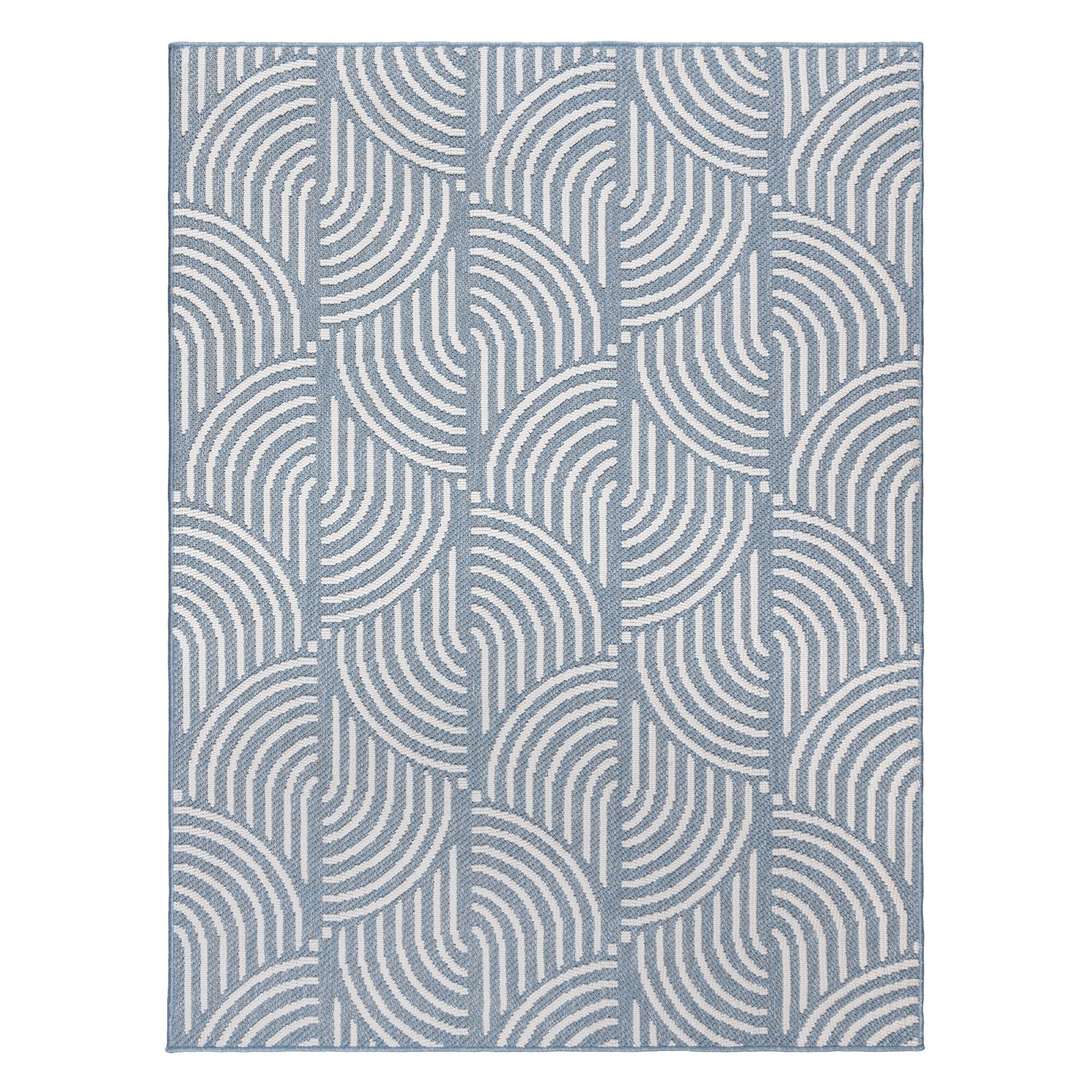 slide 2 of 6, allen + roth Rounded Shores 5 x 8 (ft) Loomed Light Blue Rectangular Indoor Geometric Mid-Century Modern Pet Friendly Area rug, 1 ct