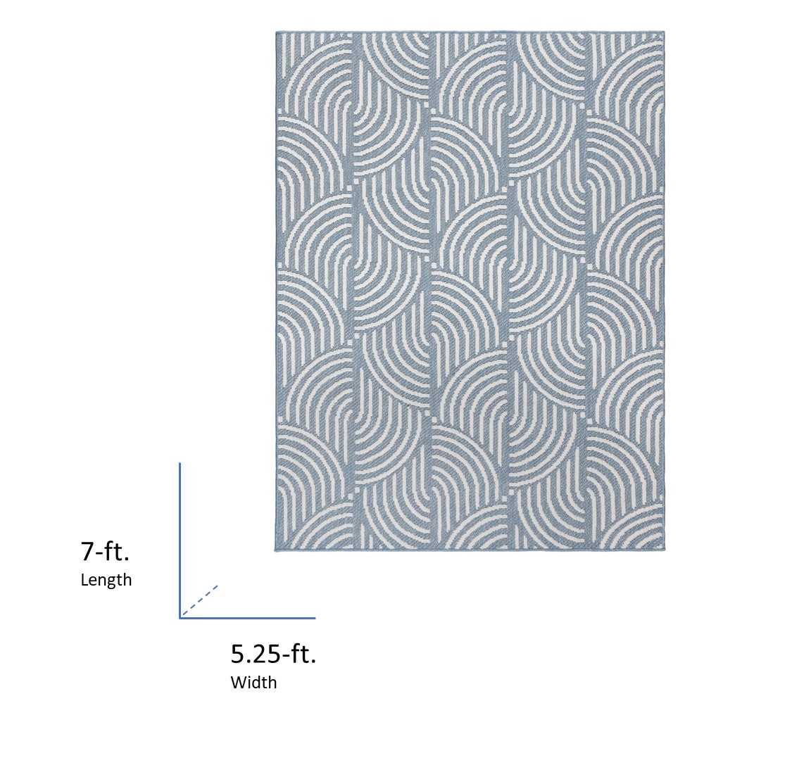 slide 3 of 6, allen + roth Rounded Shores 5 x 8 (ft) Loomed Light Blue Rectangular Indoor Geometric Mid-Century Modern Pet Friendly Area rug, 1 ct