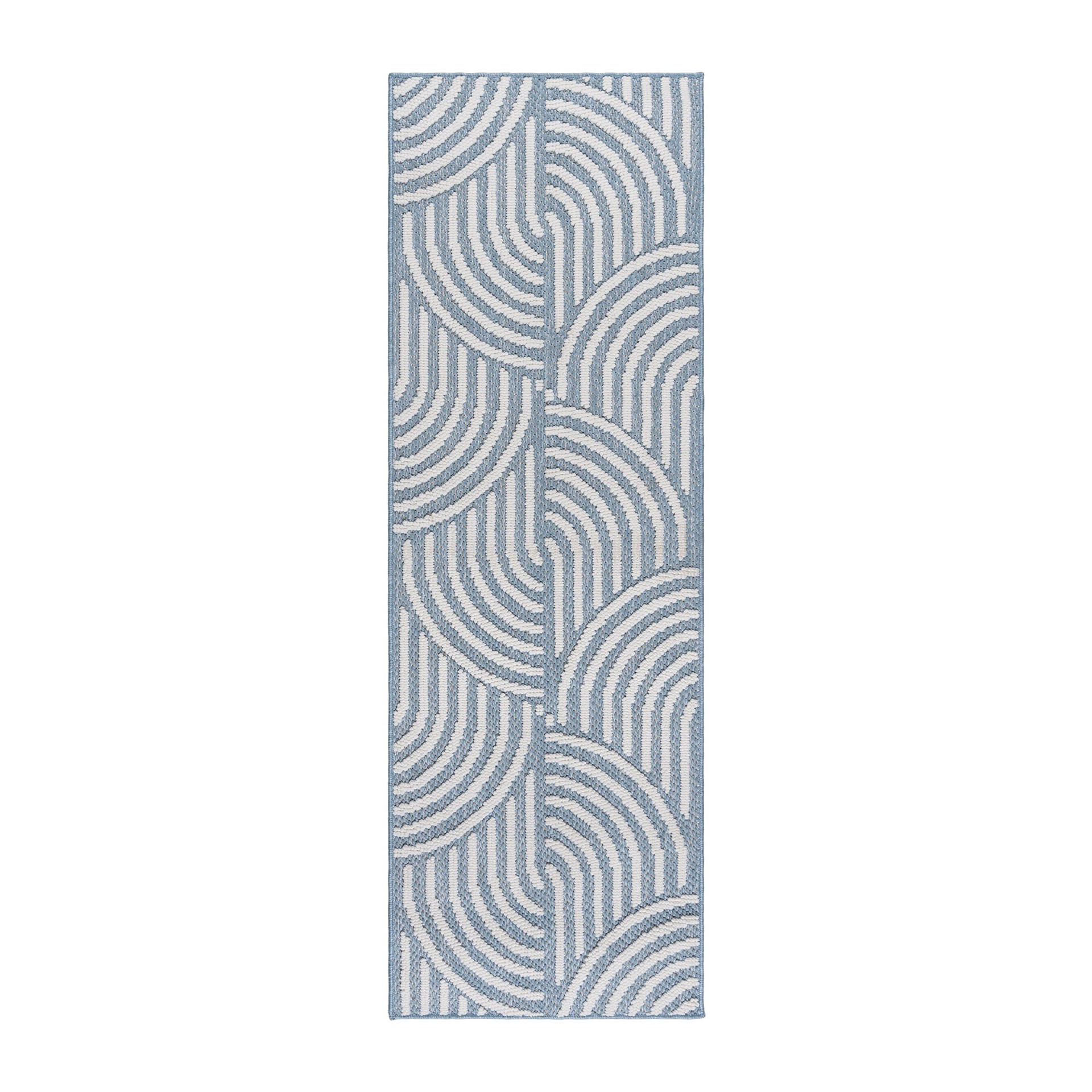 slide 2 of 6, allen + roth Rounded Shores 2 x 6 (ft) Loomed Light Blue Rectangular Indoor Geometric Mid-Century Modern Pet Friendly Runner rug, 1 ct
