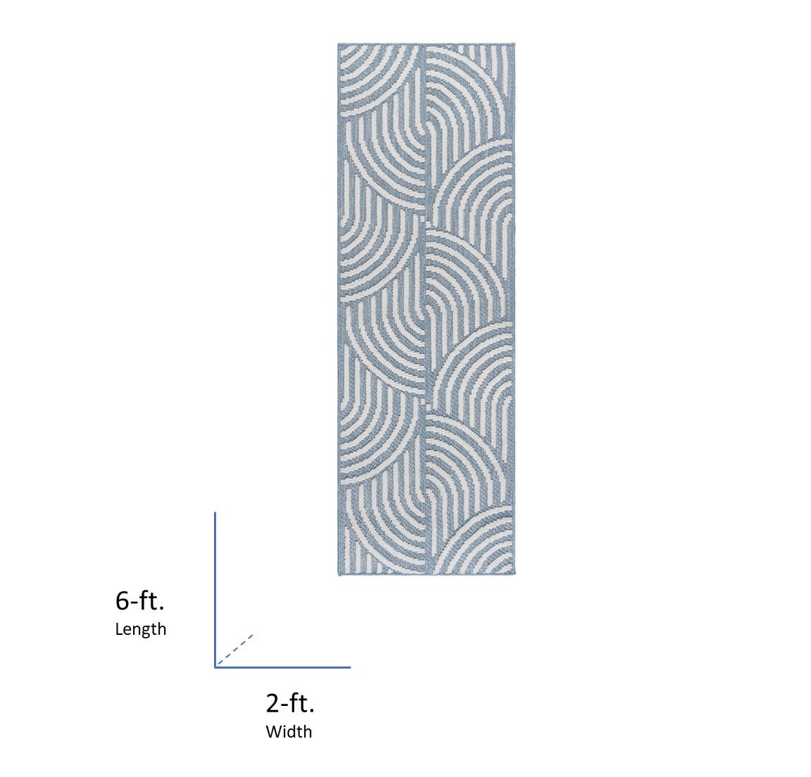 slide 3 of 6, allen + roth Rounded Shores 2 x 6 (ft) Loomed Light Blue Rectangular Indoor Geometric Mid-Century Modern Pet Friendly Runner rug, 1 ct