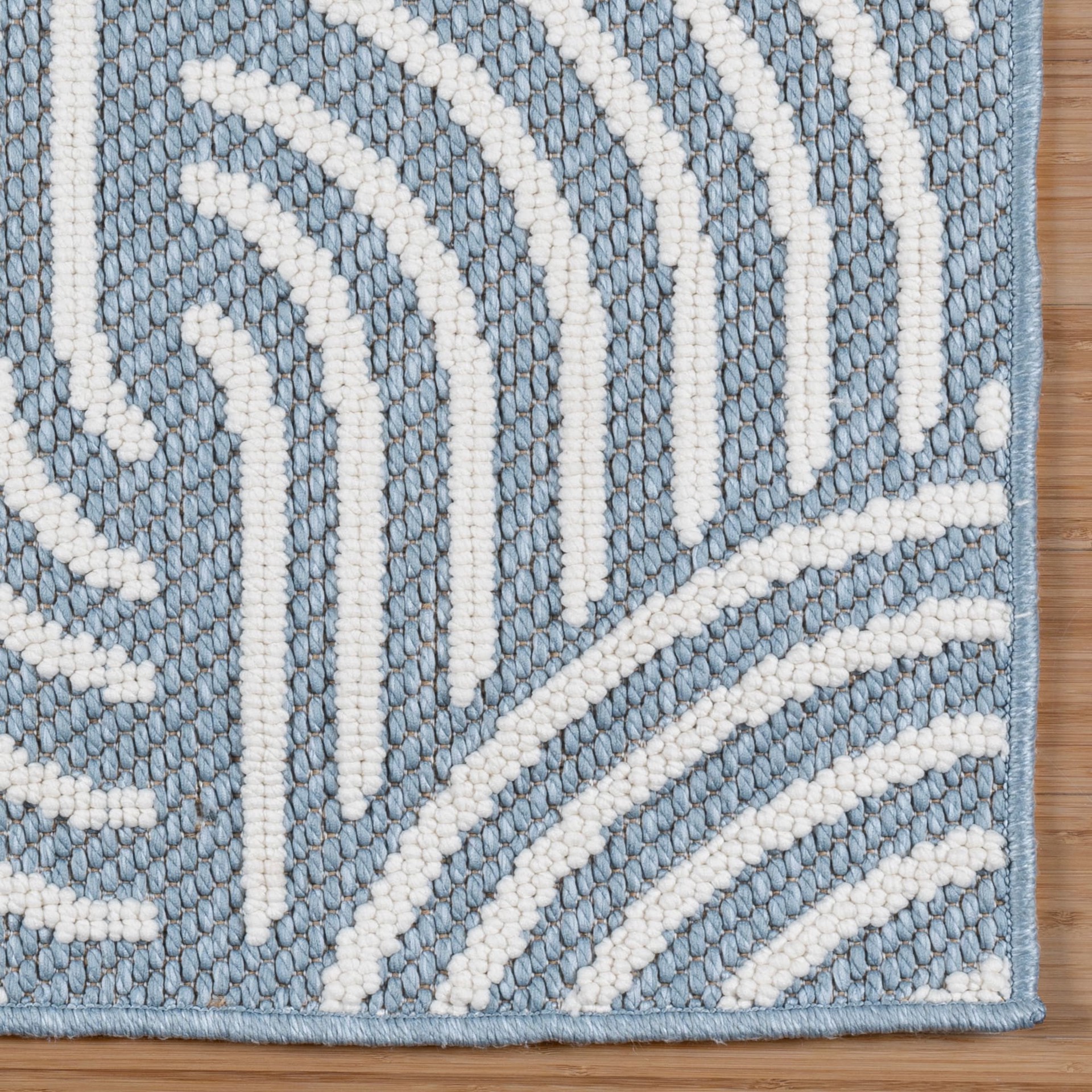 slide 4 of 6, allen + roth Rounded Shores 2 x 6 (ft) Loomed Light Blue Rectangular Indoor Geometric Mid-Century Modern Pet Friendly Runner rug, 1 ct