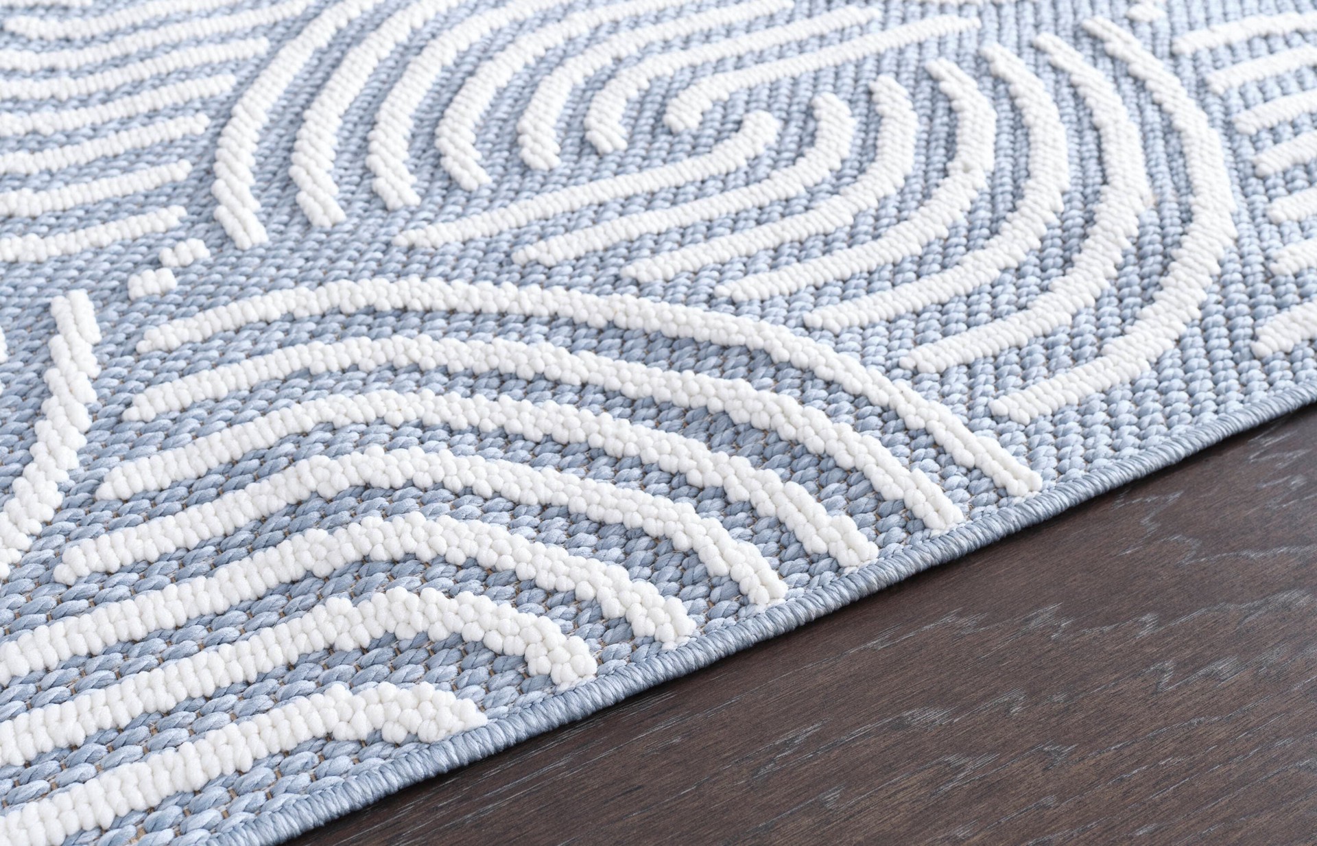 slide 6 of 6, allen + roth Rounded Shores 2 x 6 (ft) Loomed Light Blue Rectangular Indoor Geometric Mid-Century Modern Pet Friendly Runner rug, 1 ct