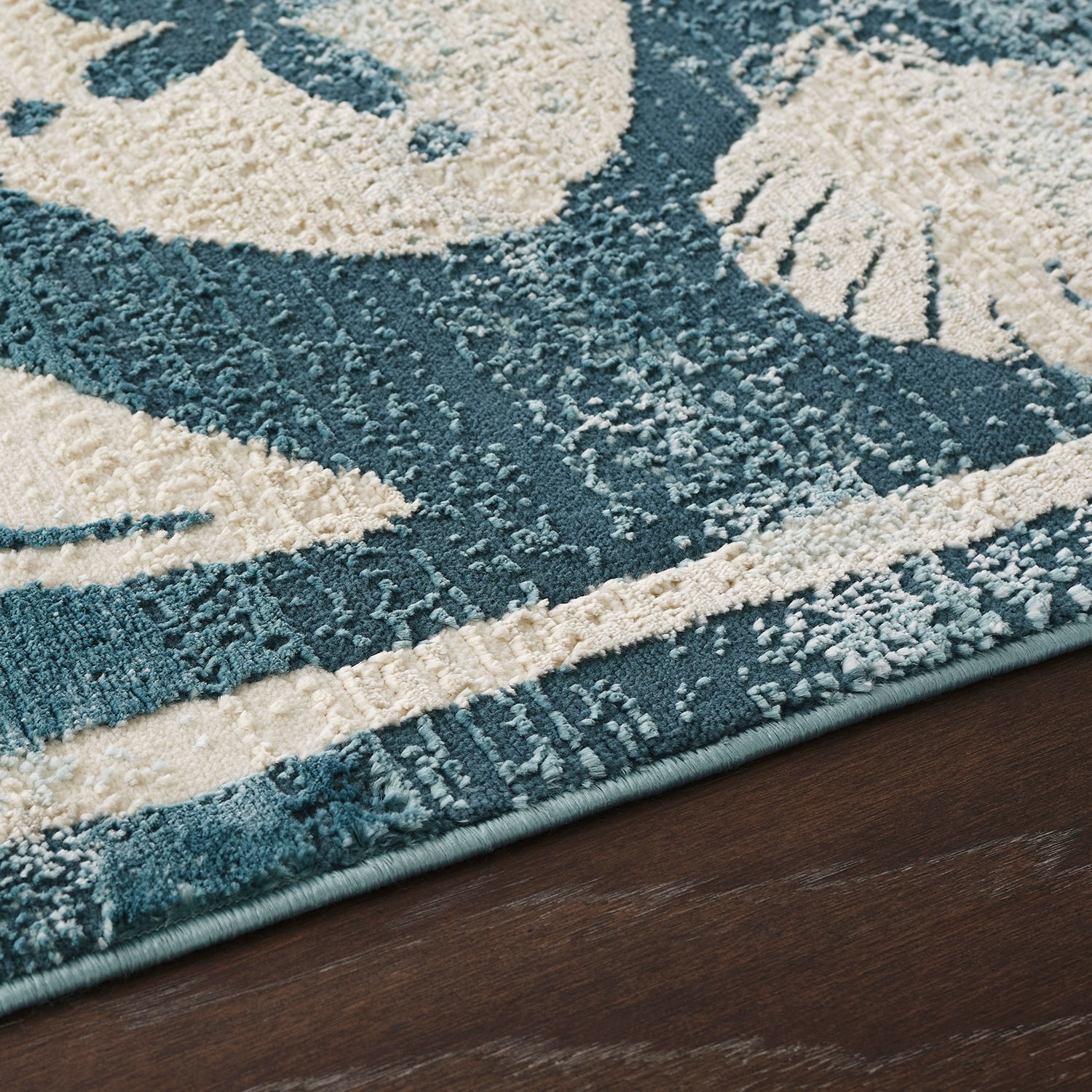 slide 2 of 6, allen + roth Shaping Shores 2 x 3 (ft) Loomed Blue/Natural Rectangular Indoor Shells Coastal Machine washable Throw rug 2, 1 ct