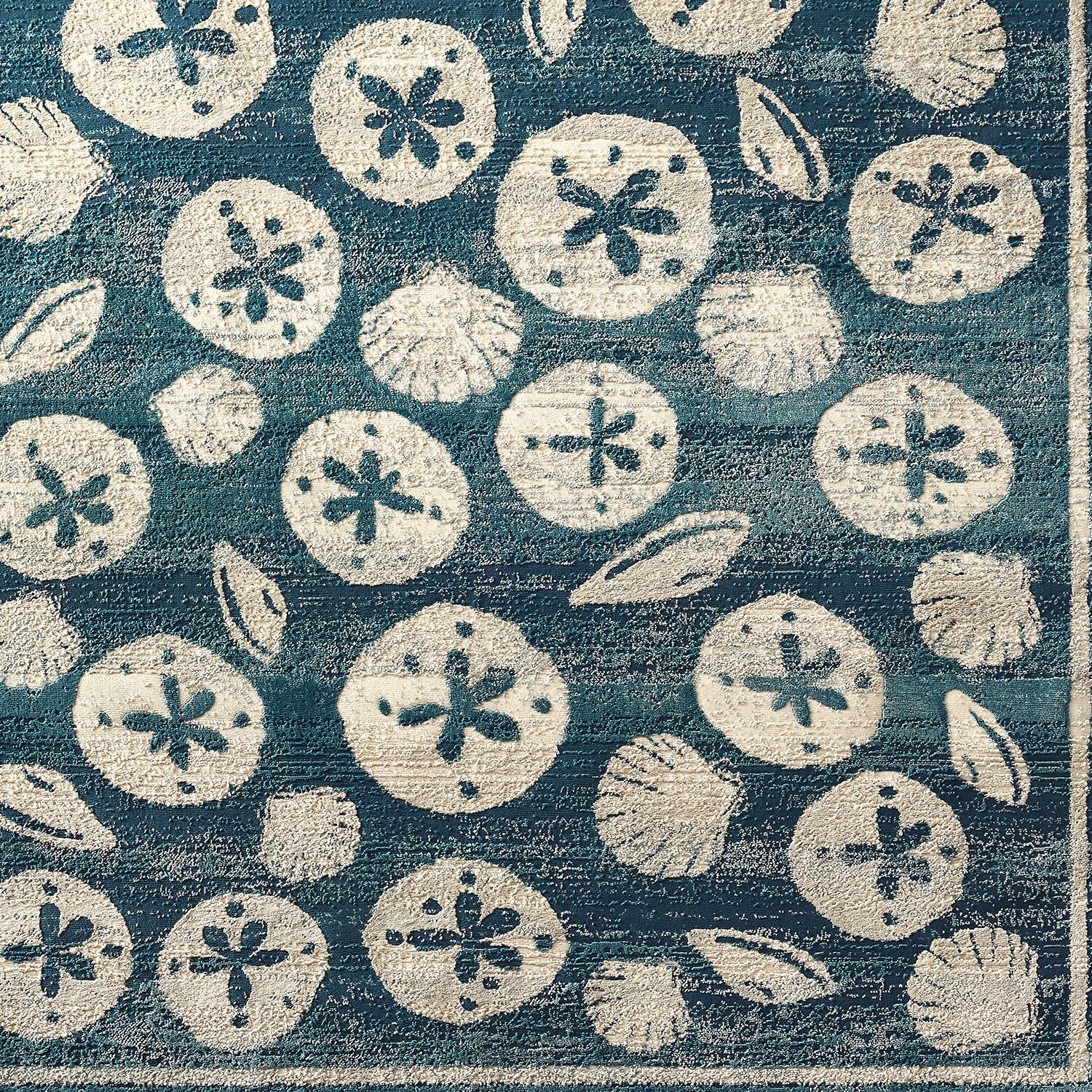 slide 5 of 6, allen + roth Shaping Shores 2 x 3 (ft) Loomed Blue/Natural Rectangular Indoor Shells Coastal Machine washable Throw rug 2, 1 ct