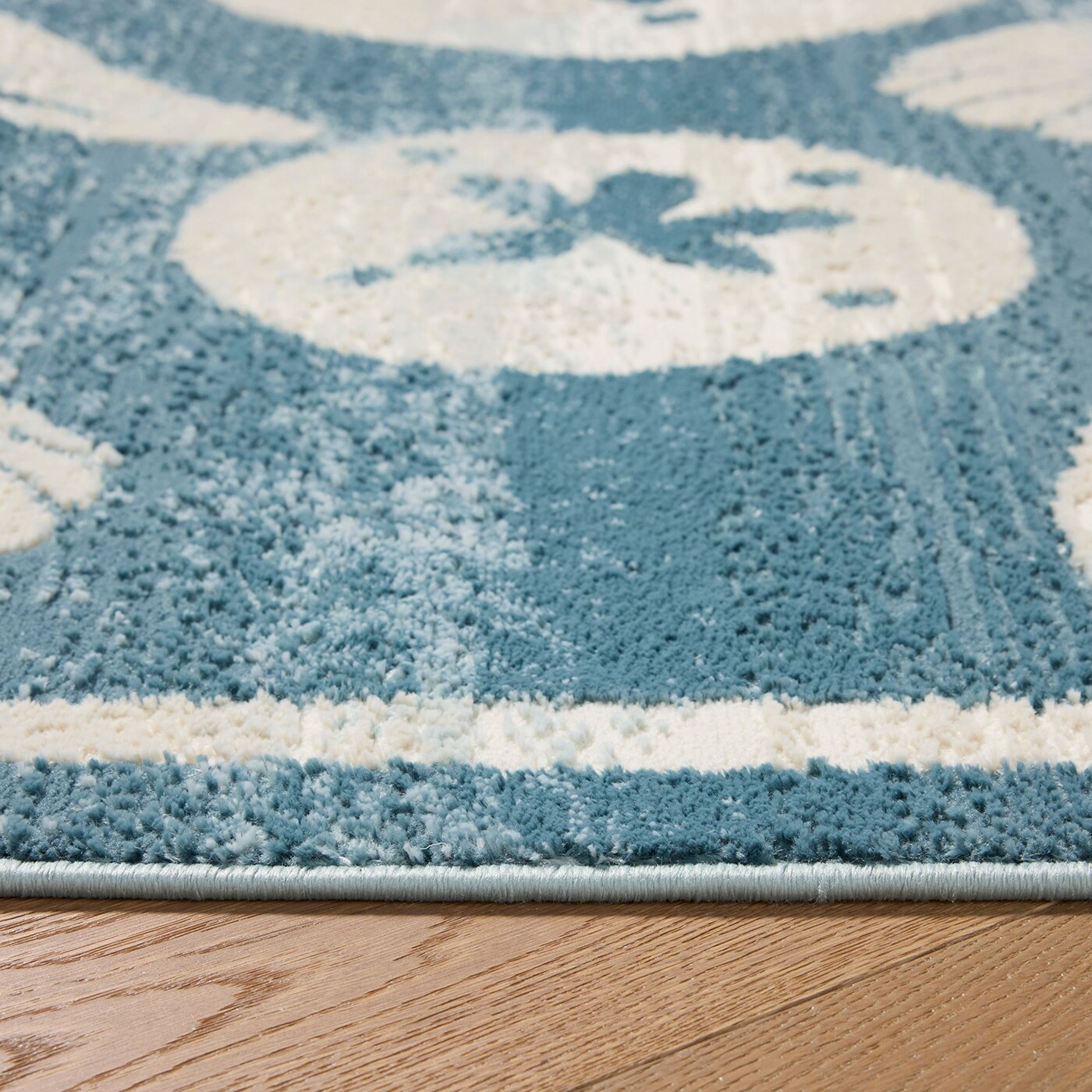 slide 1 of 6, allen + roth Shaping Shores 2 x 3 (ft) Loomed Blue/Natural Rectangular Indoor Shells Coastal Machine washable Throw rug 2, 1 ct