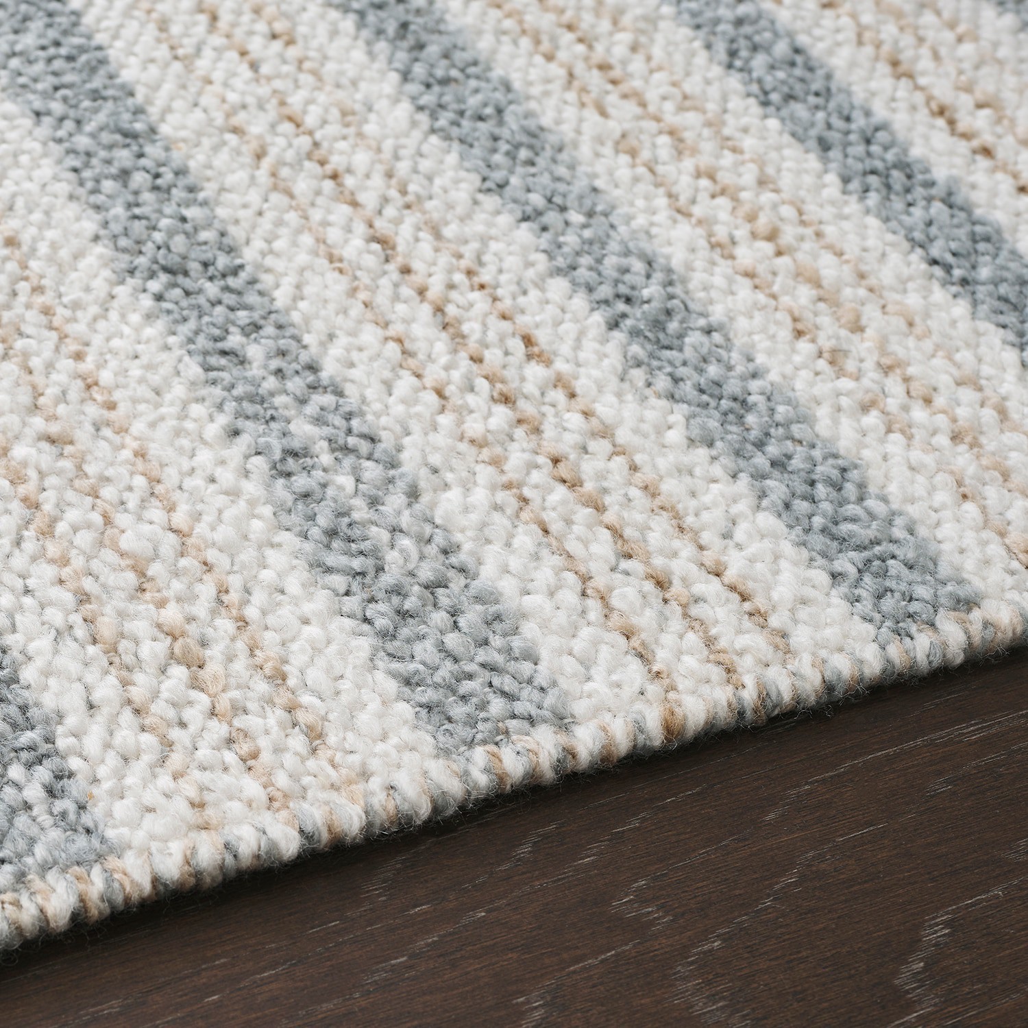 slide 2 of 6, allen + roth Parallel Harmony 2 x 3 (ft) Loomed Natural/Blue Rectangular Indoor Stripe Coastal Throw rug 2, 1 ct