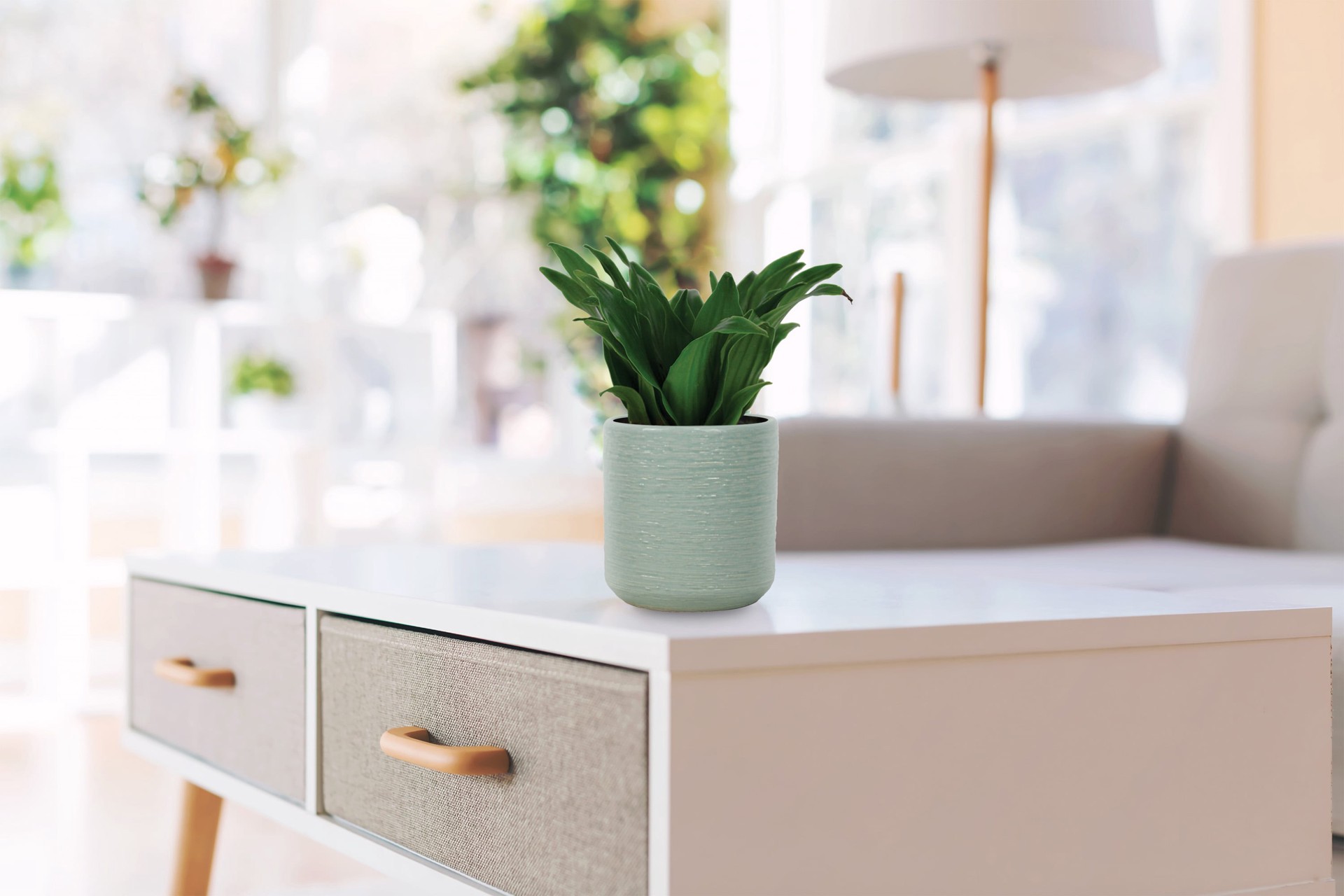 slide 5 of 6, allen + roth Round 4.1-in W x 4.1-in L Green Ceramic Indoor Planter, 1 ct