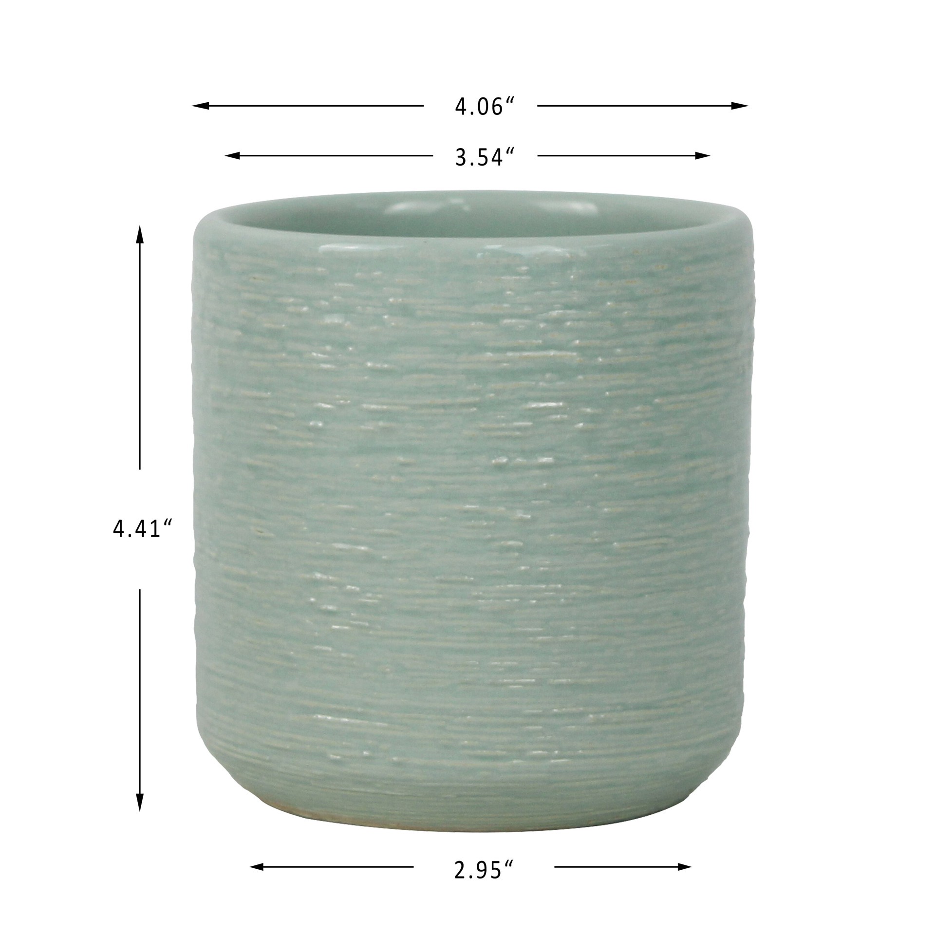 slide 6 of 6, allen + roth Round 4.1-in W x 4.1-in L Green Ceramic Indoor Planter, 1 ct