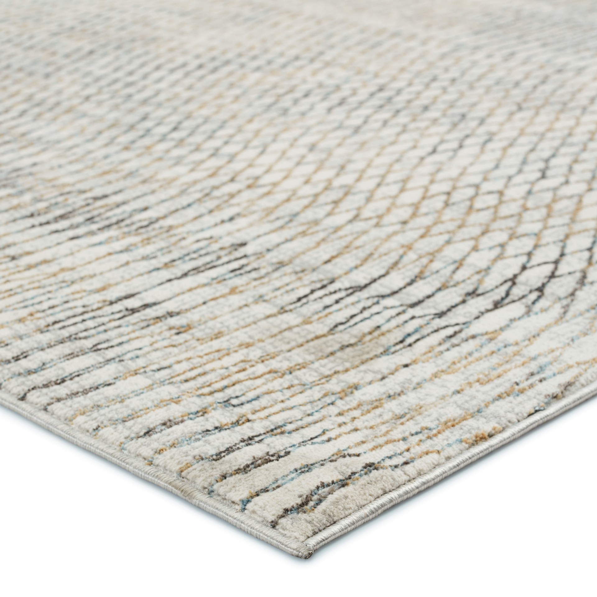 slide 3 of 6, Origin 21 Frosted Vision 5 x 8 (ft) Loomed Polyester ivory, gray, gold, light blue, and a hint of dark charcoal Rectangular Indoor Abstract Global Spot Clean Only Pet Friendly Area rug, 1 ct