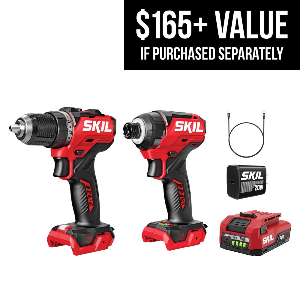 slide 1 of 6, SKIL 12-volt 2-Tool Brushless Power Tool Combo Kit (1-Battery Included and Charger Included), 1 ct